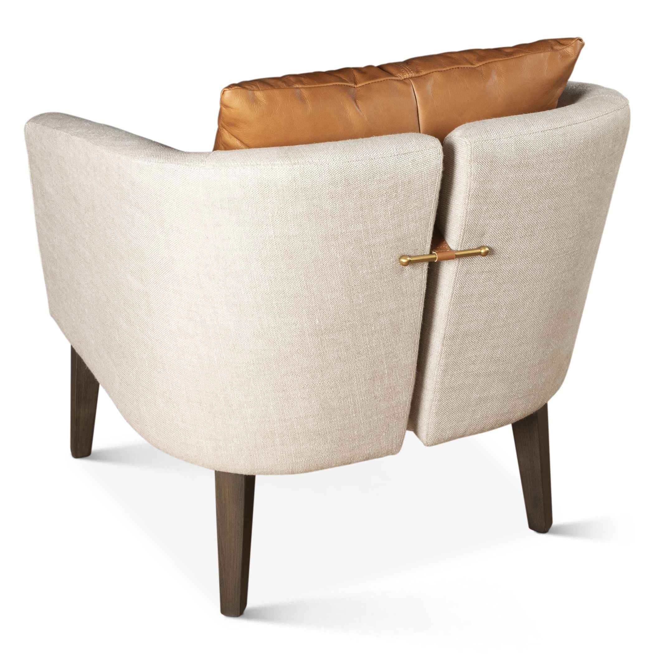 Jessie 22" Accent Chair in Beige Linen with Tan Leather Accent Pillow - Image 5