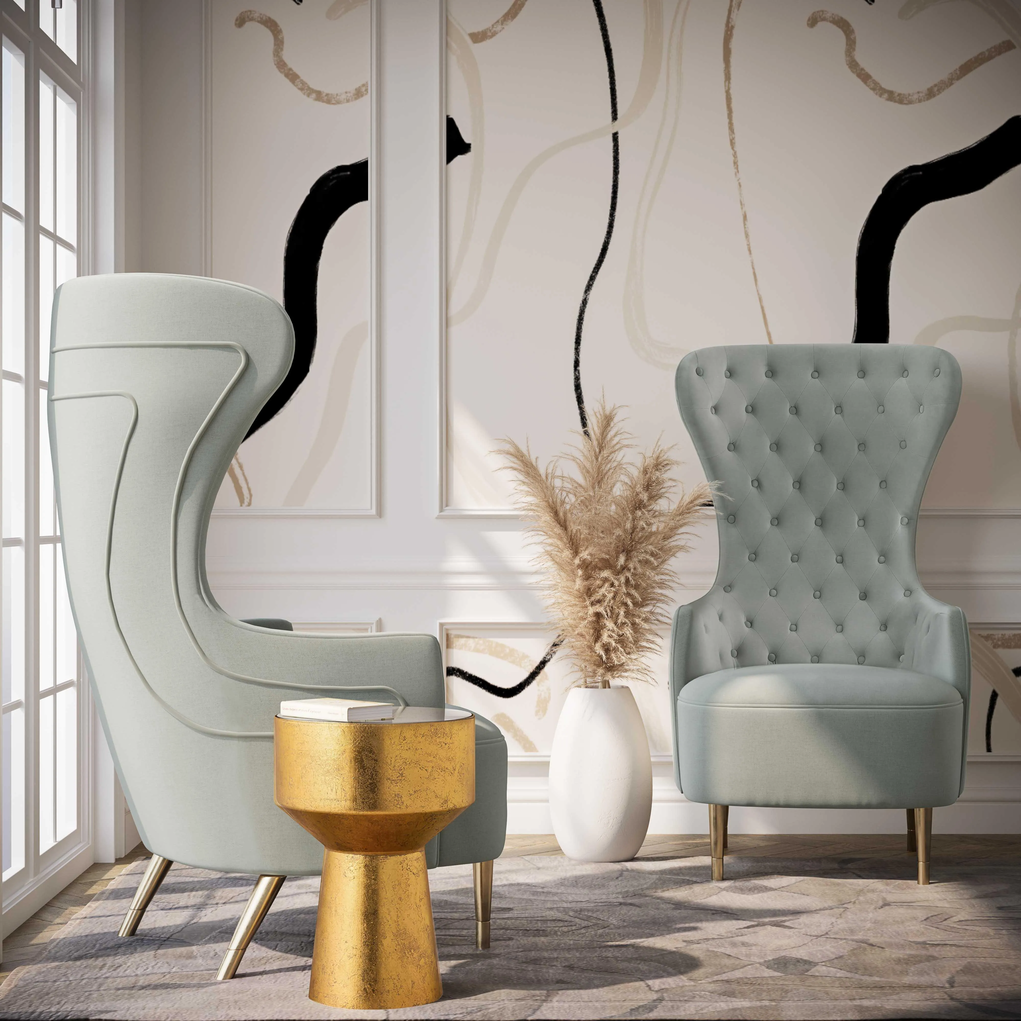 Jezebel Velvet Wingback Chair by Inspire Me! Home Decor - Image 8