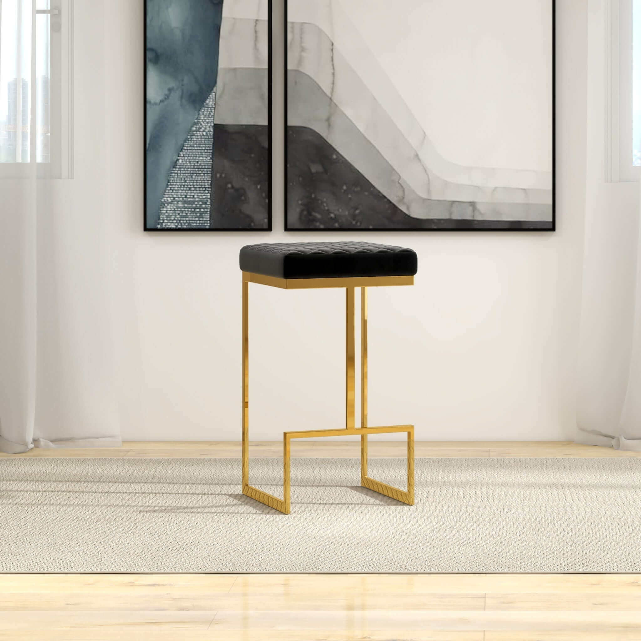 Joel Black Velvet Counter Stool - Image 6