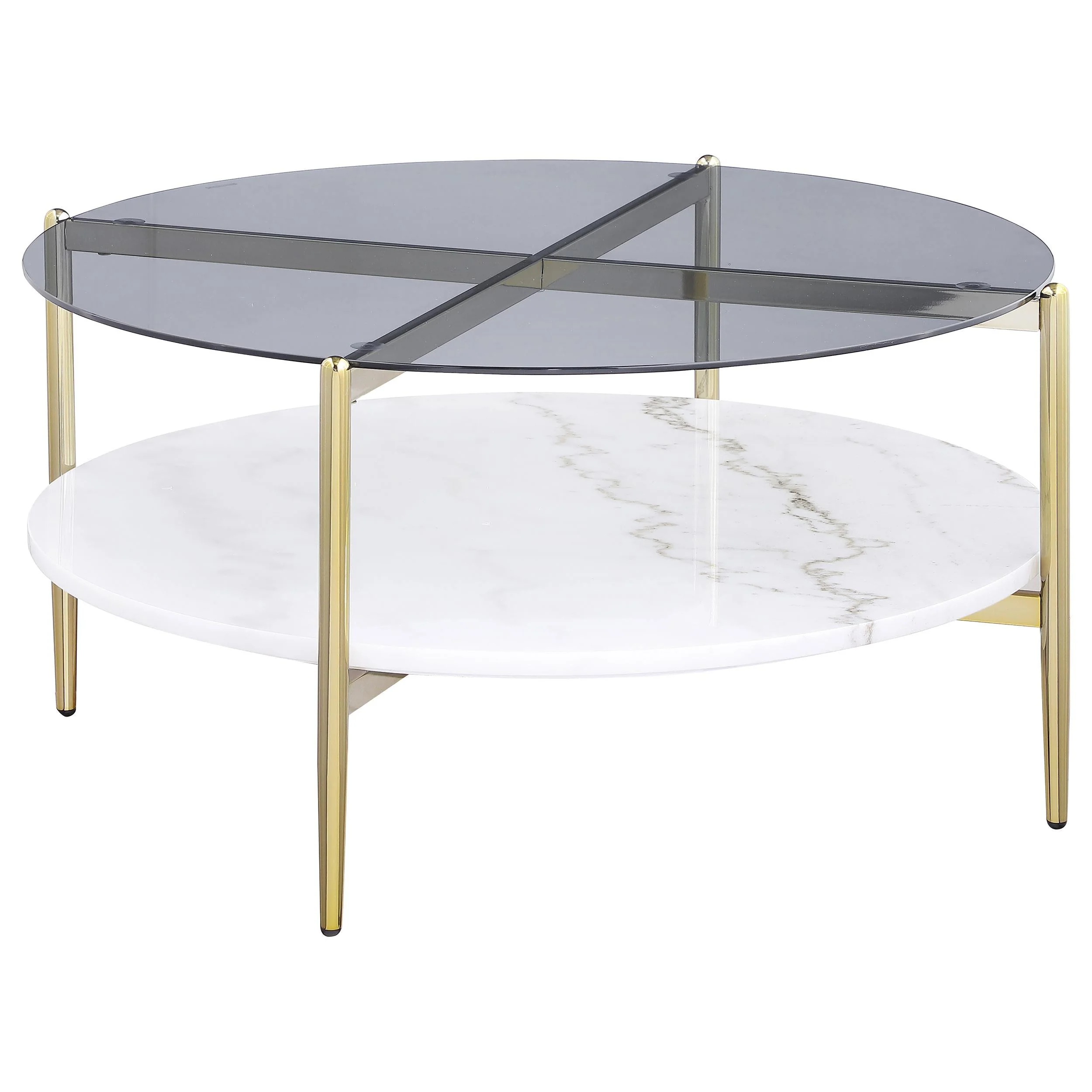 Jonelle Gold 2-Piece Round Coffee and End Table Set - Image 4