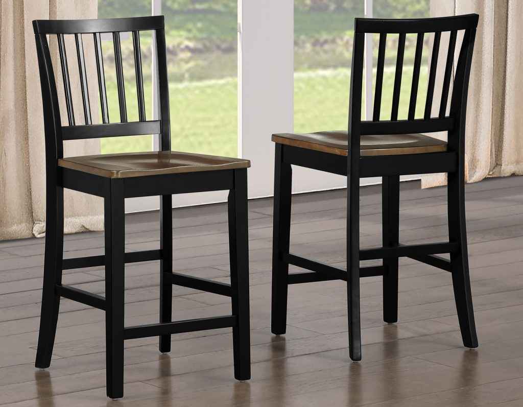 Joplin Walnut and Ebony Finish Solid Wood 24″ Farmhouse Counter Stool