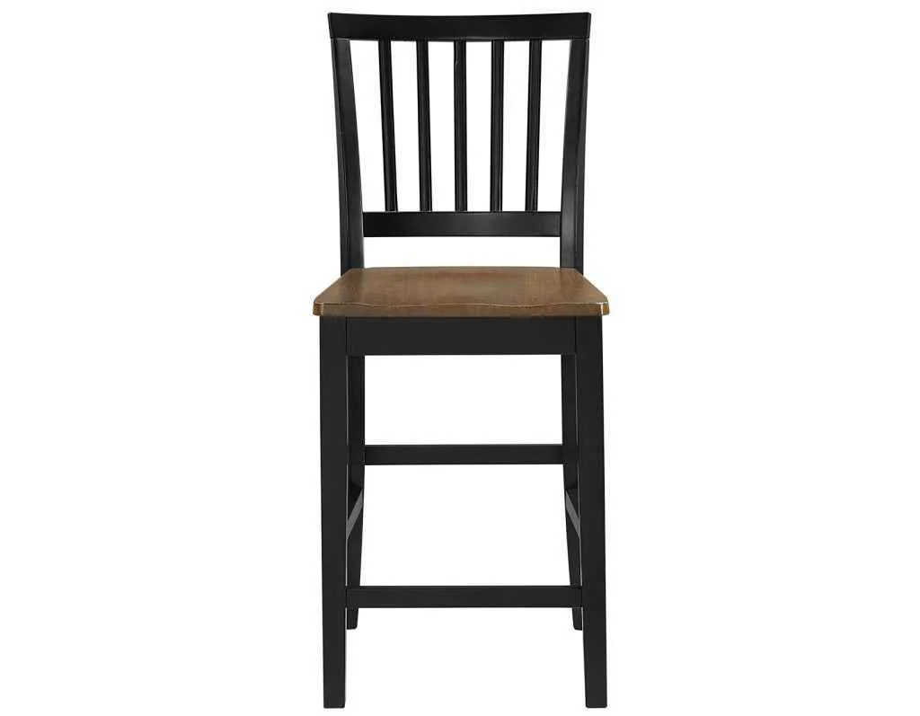 Joplin Walnut and Ebony Finish Solid Wood 24″ Farmhouse Counter Stool - Image 6