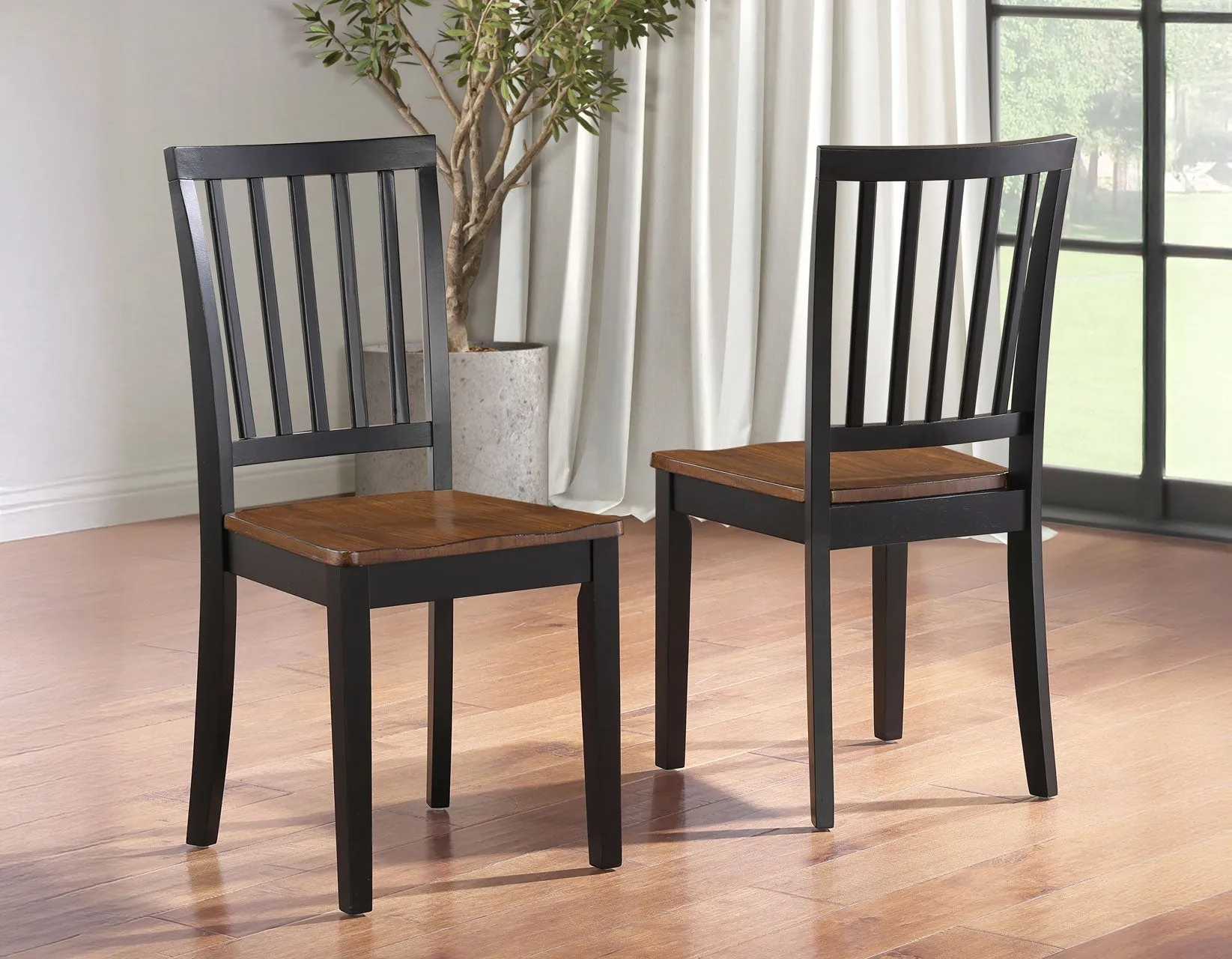 Joplin Walnut/Ebony Solid Wood Dining Chair, Set of 2
