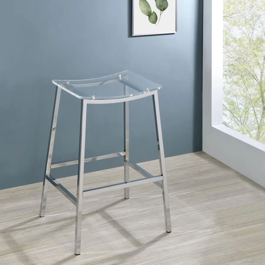 Jovani Acrylic Backless Bar Stools Clear and Chrome (Set of 2) - Image 2