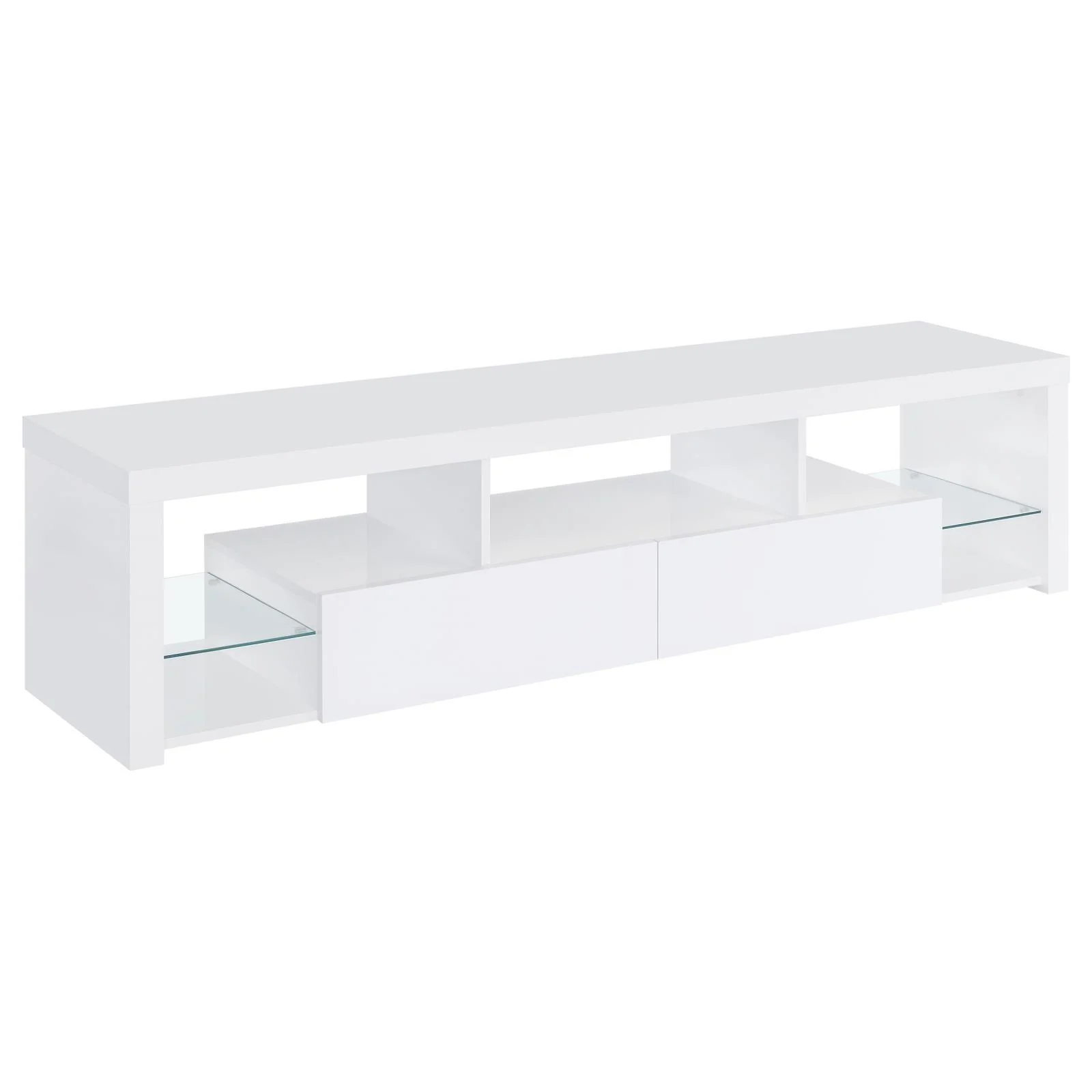 Jude White High Gloss 2-drawer 71" TV Stand With Shelving - Image 14