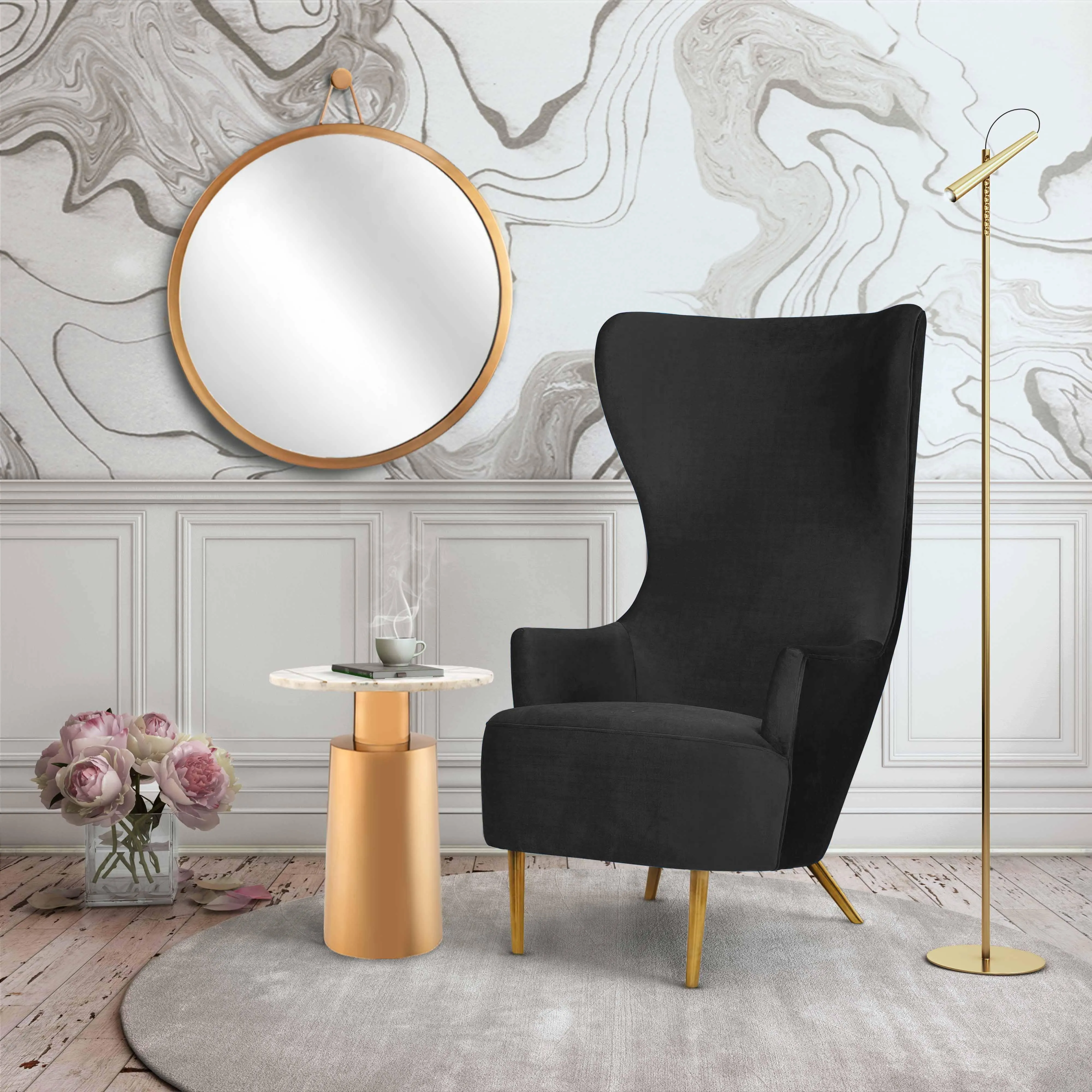 Julia Velvet Wingback Chair by Inspire Me! Home Decor - Image 21