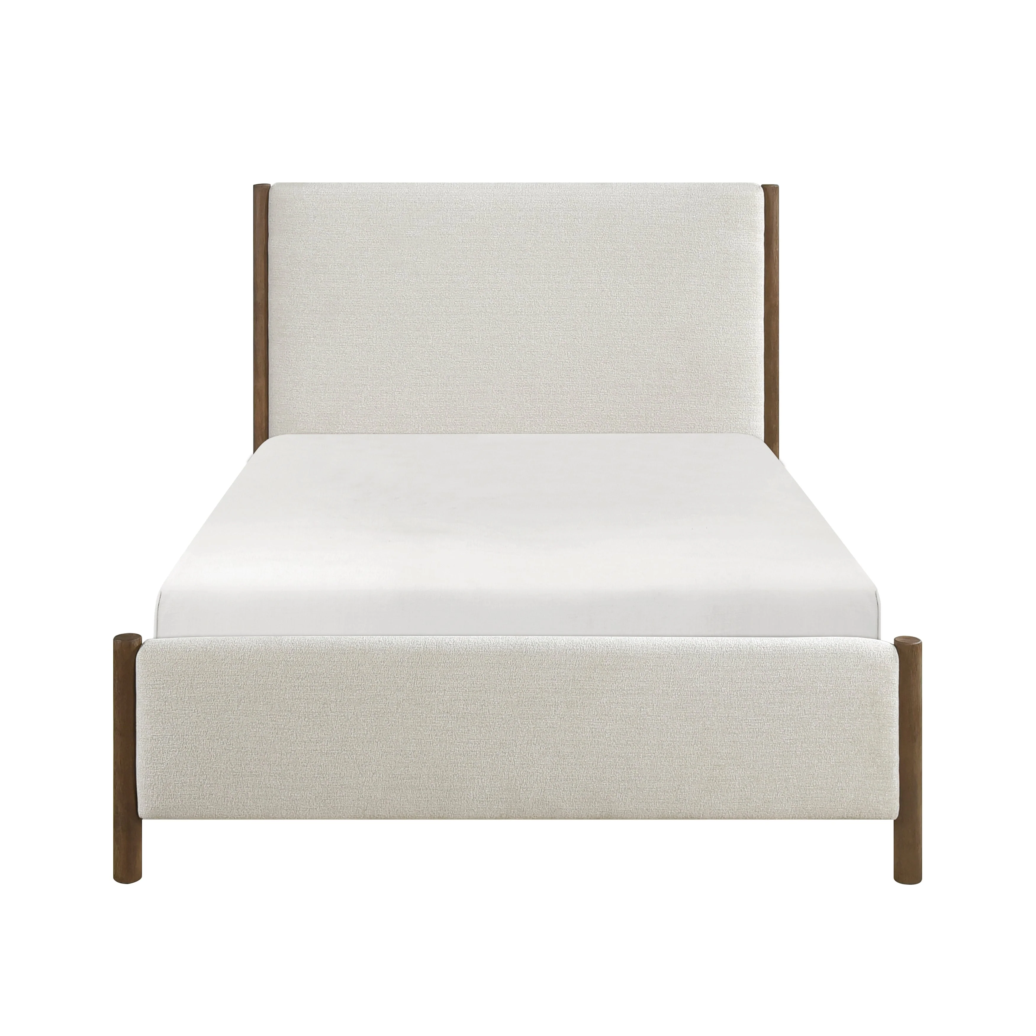 Julian Beige/Caramel Oak Full Upholstered Platform Bed
