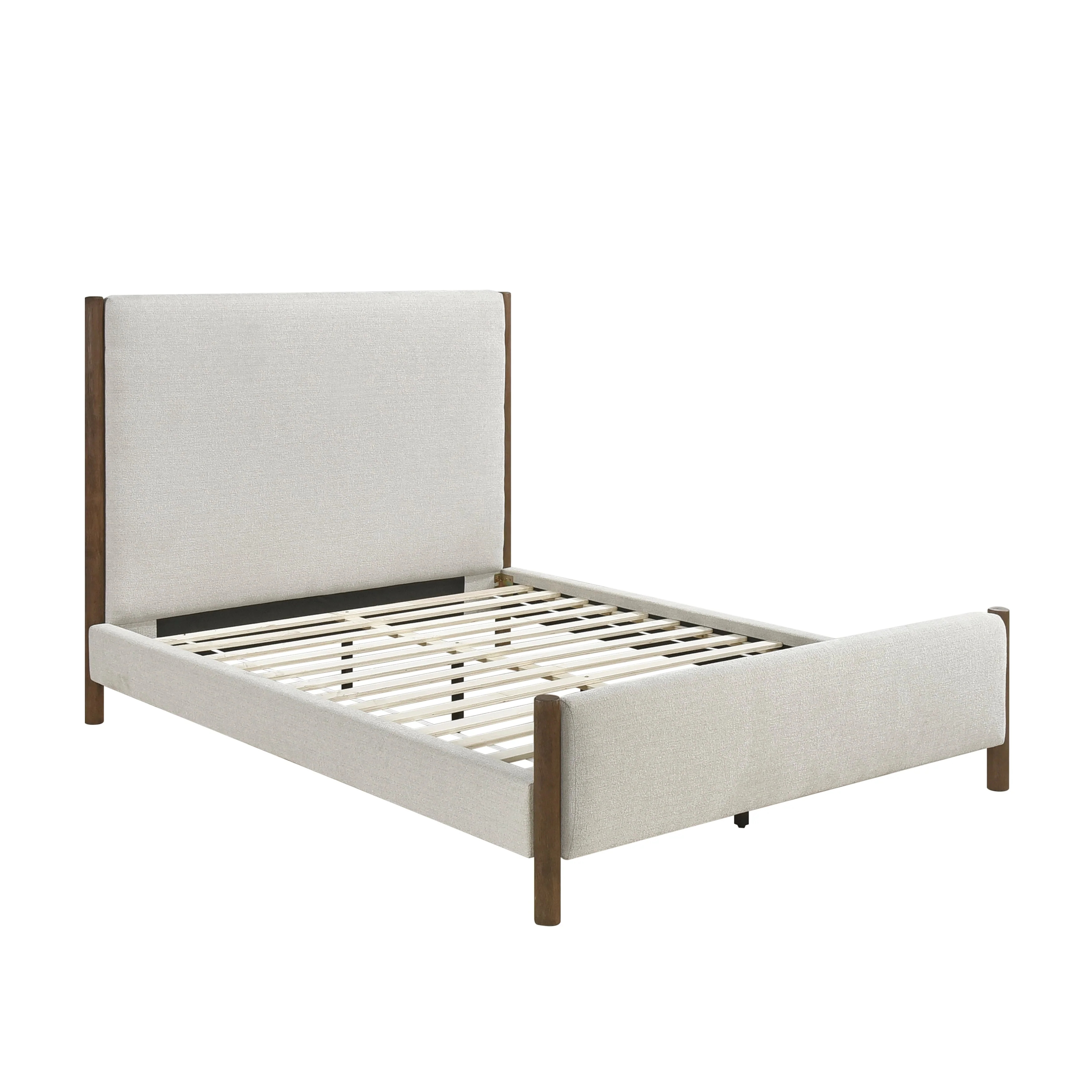 Julian Beige/Caramel Oak Full Upholstered Platform Bed - Image 4