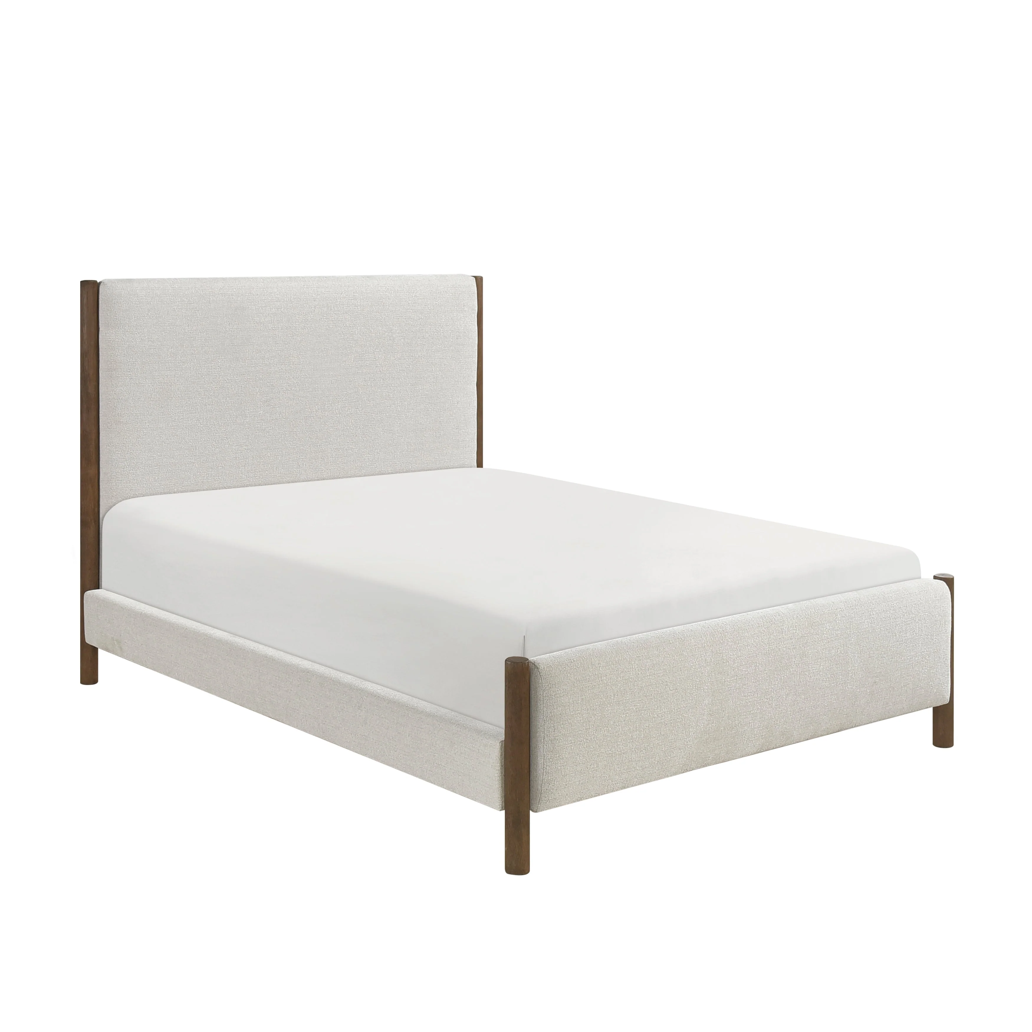 Julian Beige/Caramel Oak Queen Upholstered Platform Bed - Image 2