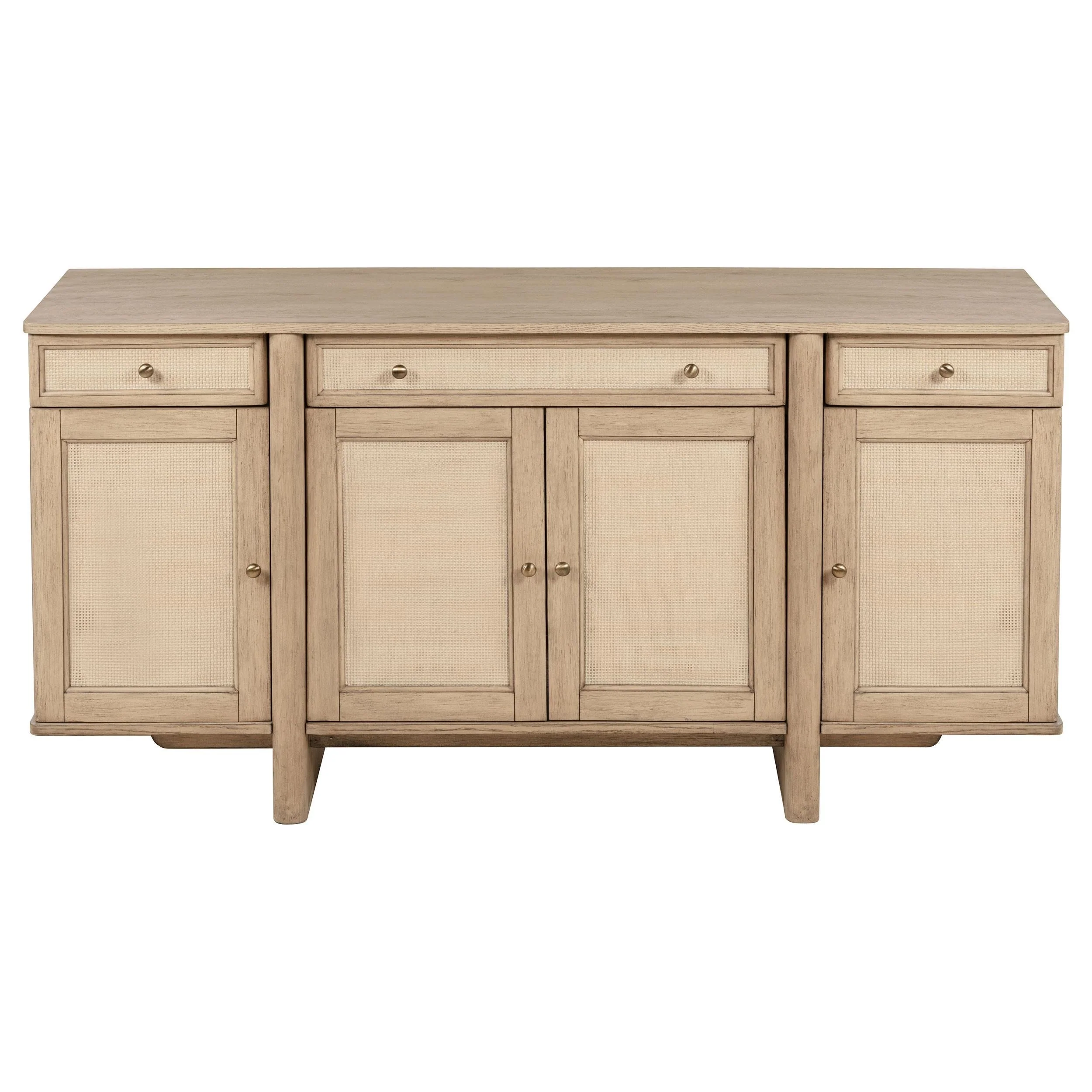 Kailani Beige Oak 4-Door Cane Sideboard Buffet Cabinet - Image 3
