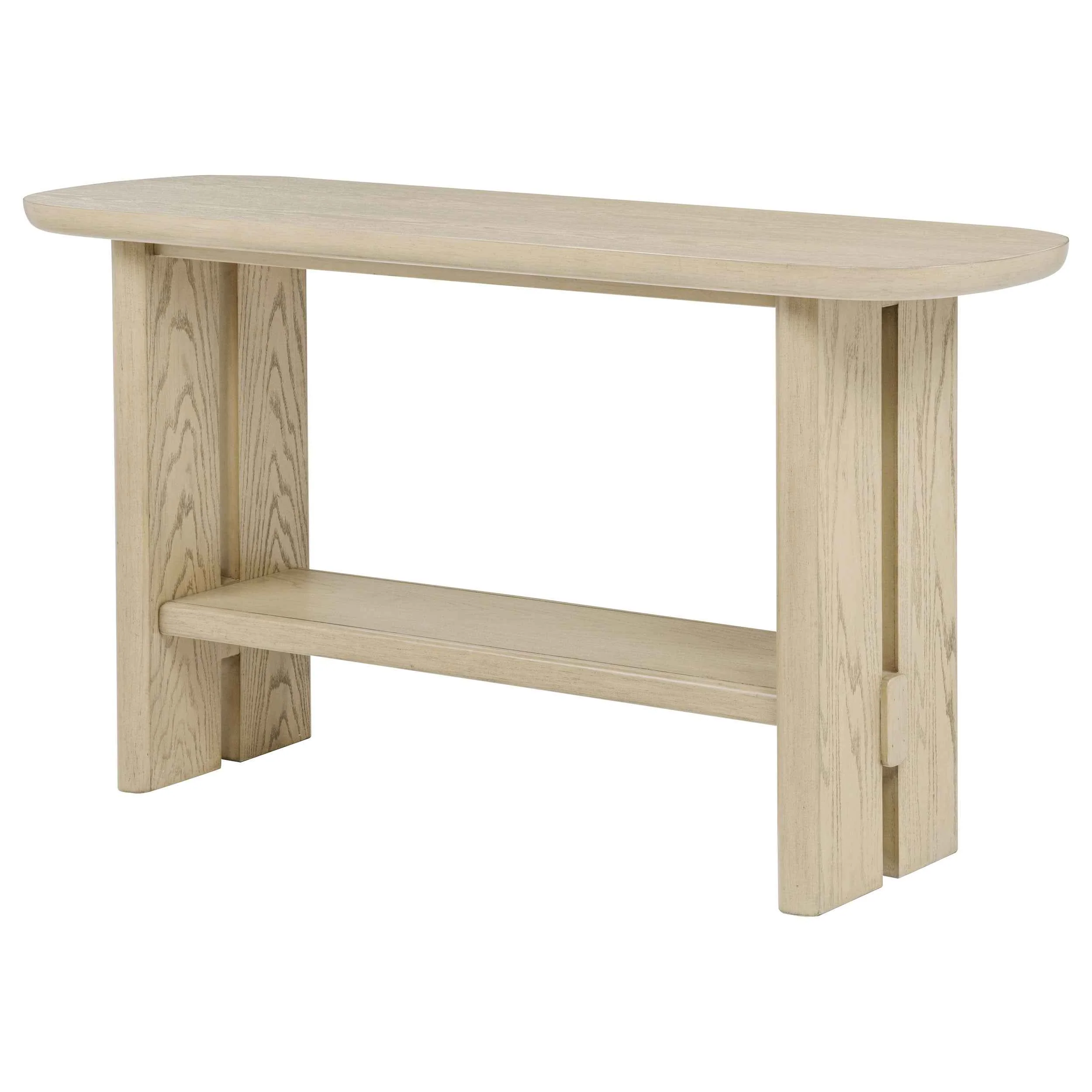 Kailani Beige Oak Coastal Sofa Console Table with Shelf - Image 4