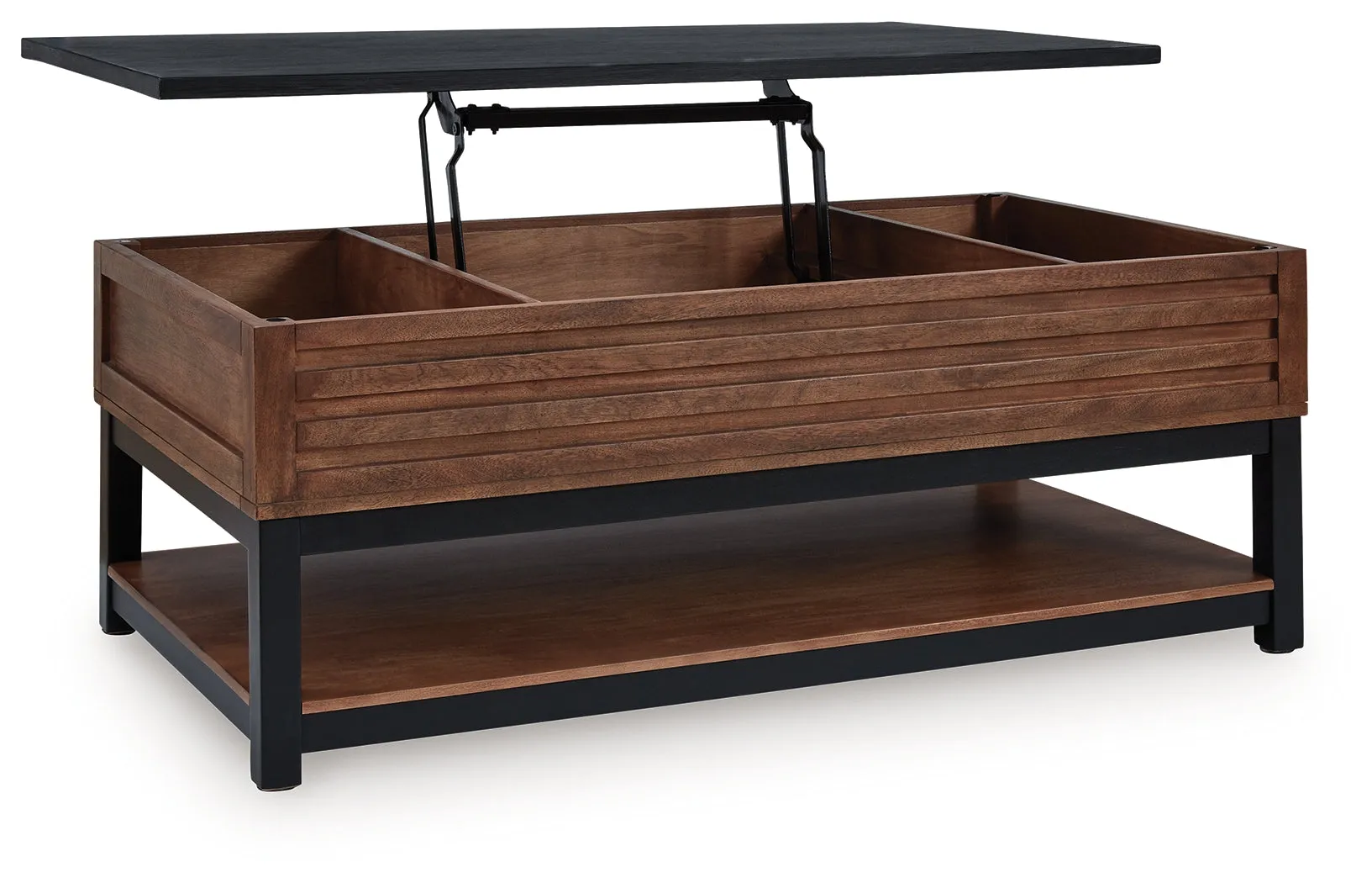 Kallari Warm Brown/Black Lift-Top Coffee Table - Image 3