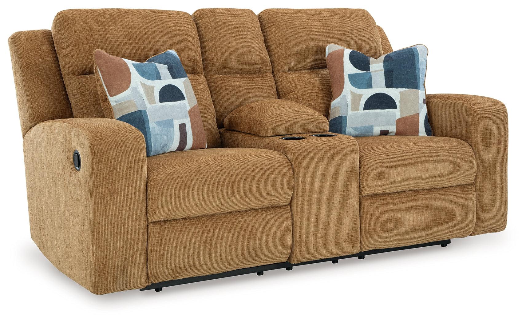 Kanlow Honey Manual Reclining Loveseat with Console - Image 2