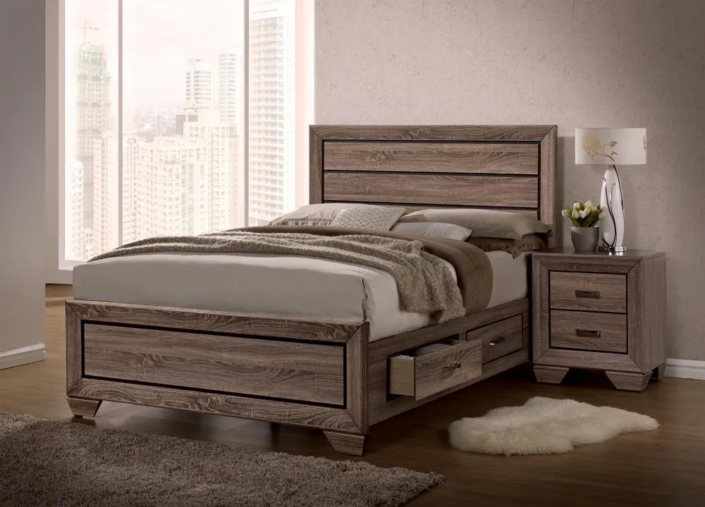 Kauffman Taupe Queen Storage Bed Washed