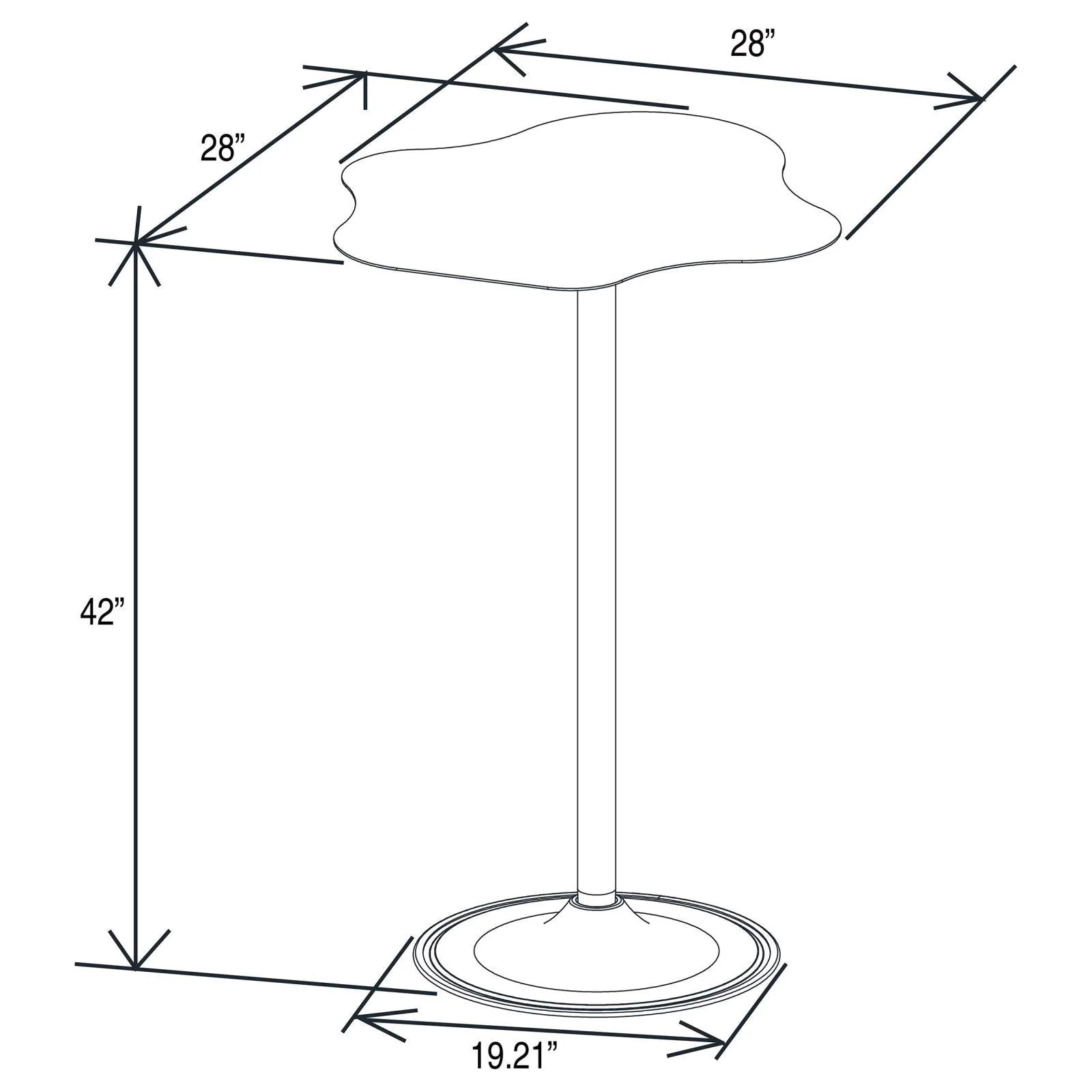 Keanu Pedestal Black Cloud-Shaped Top Bar Table - Image 11