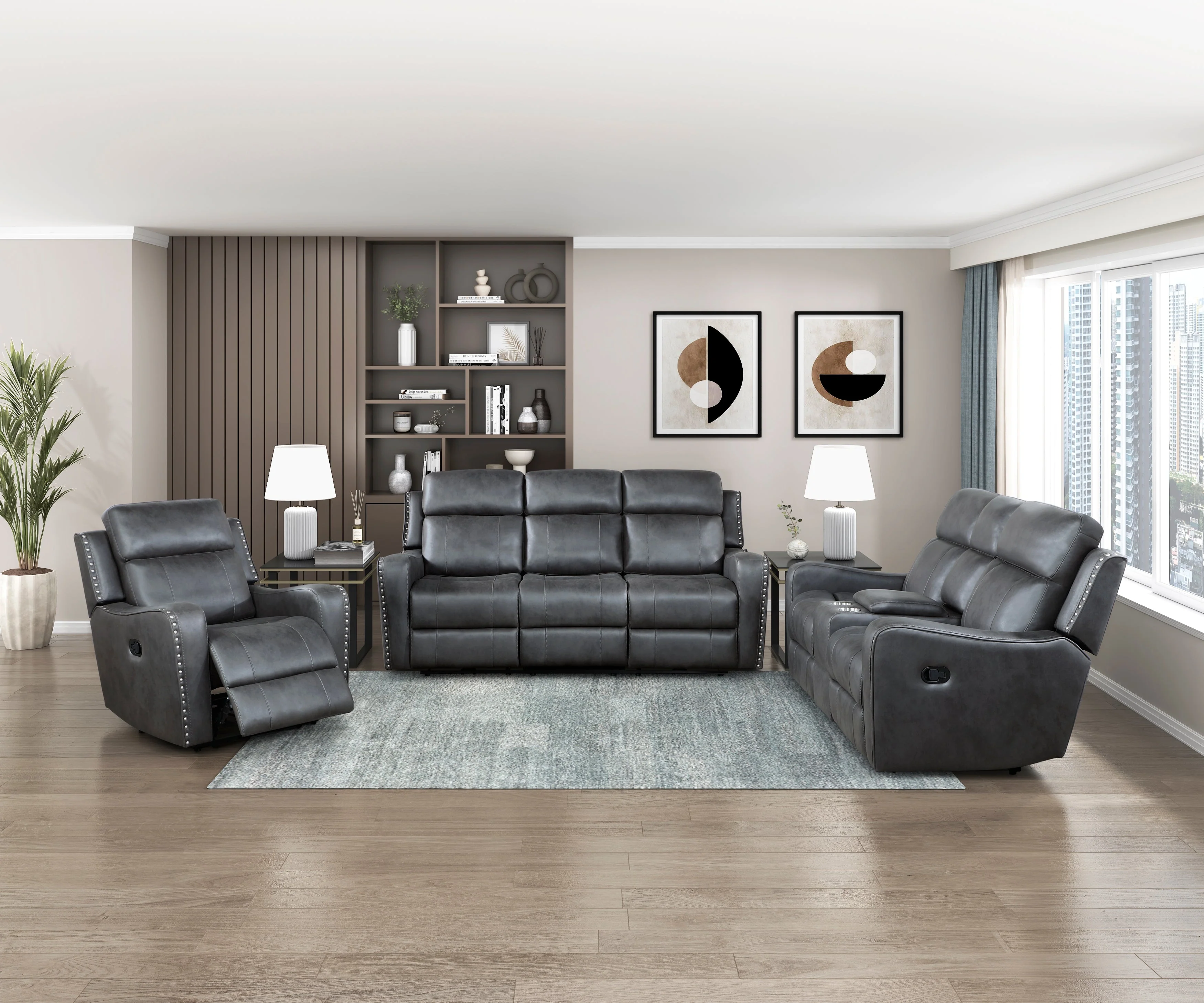 Kellen Smoky Gray Double Reclining Living Room Set