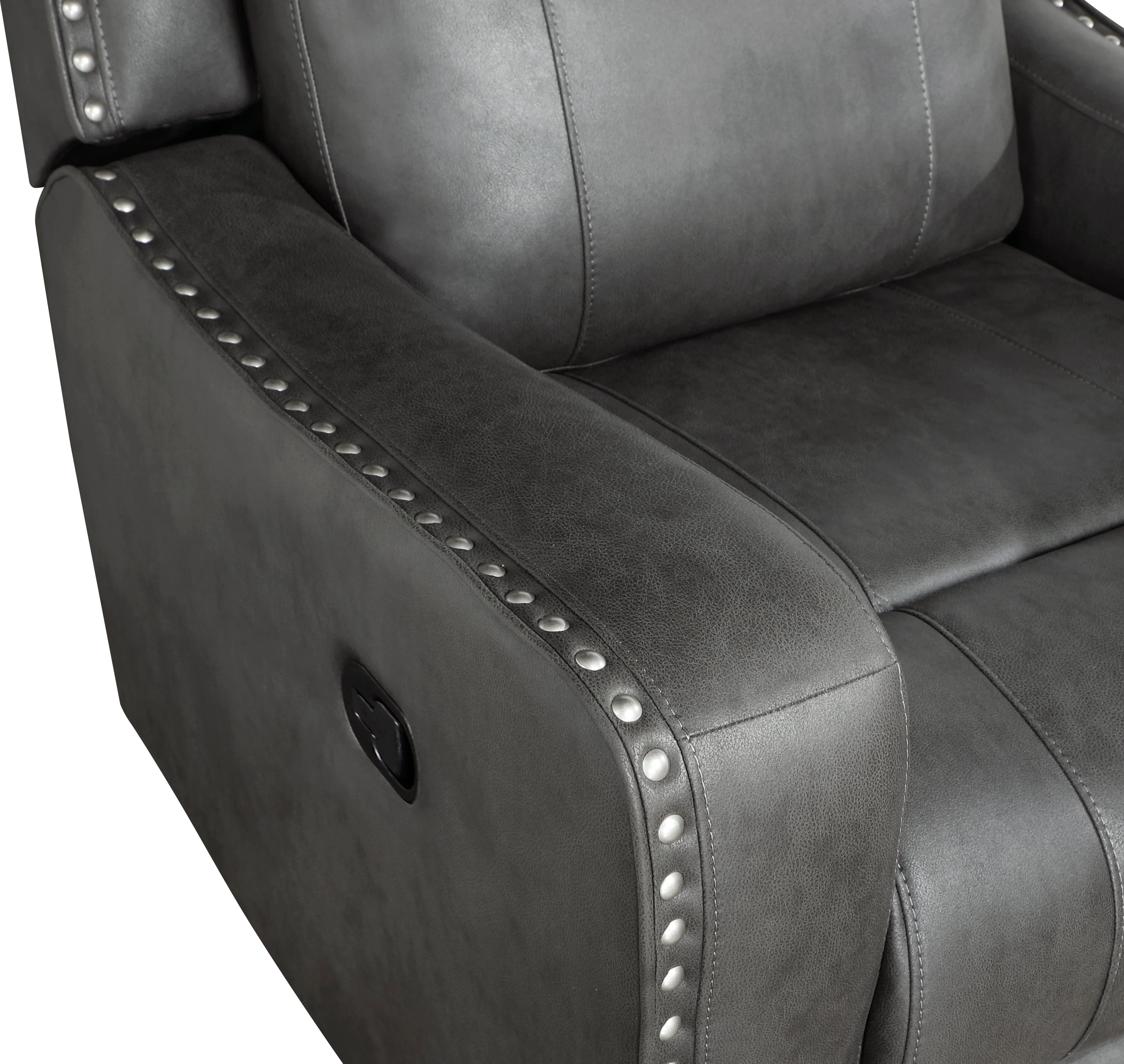 Kellen Smoky Gray Double Reclining Loveseat with Center Console - Image 6
