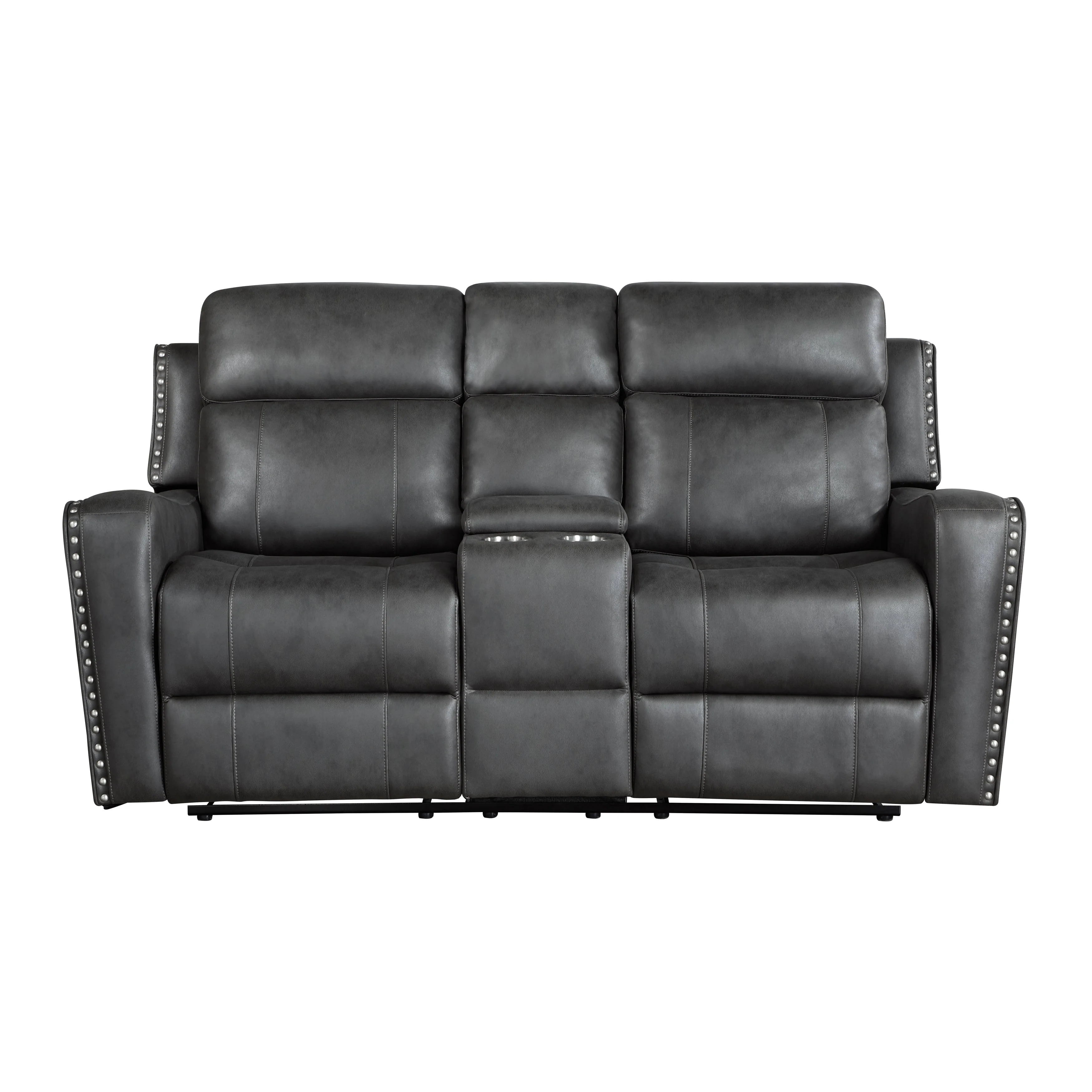 Kellen Smoky Gray Power Double Reclining Loveseat with Center Console - Image 11