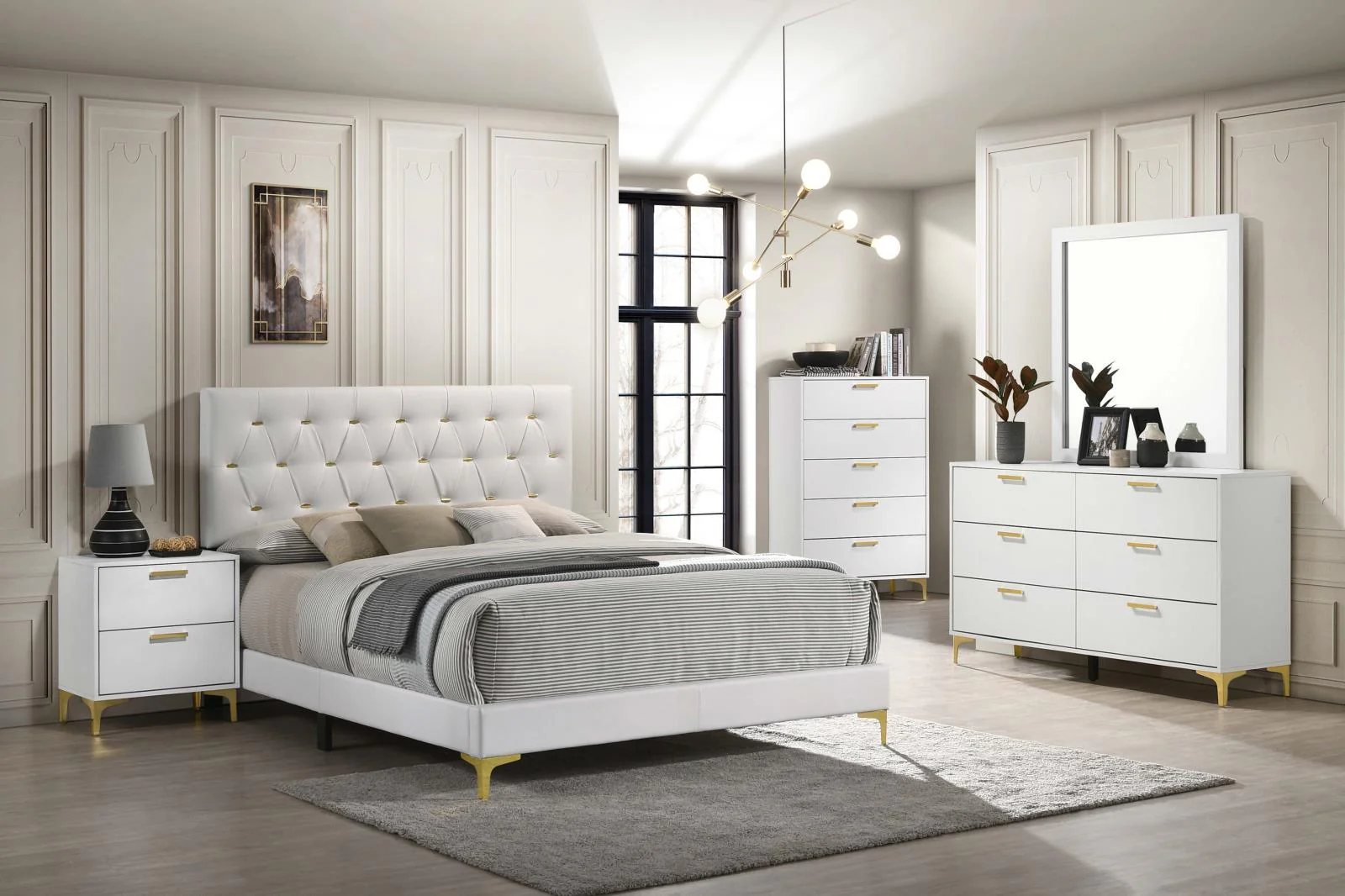 Kendall Tufted Upholstered Panel California King Bed White - Image 6