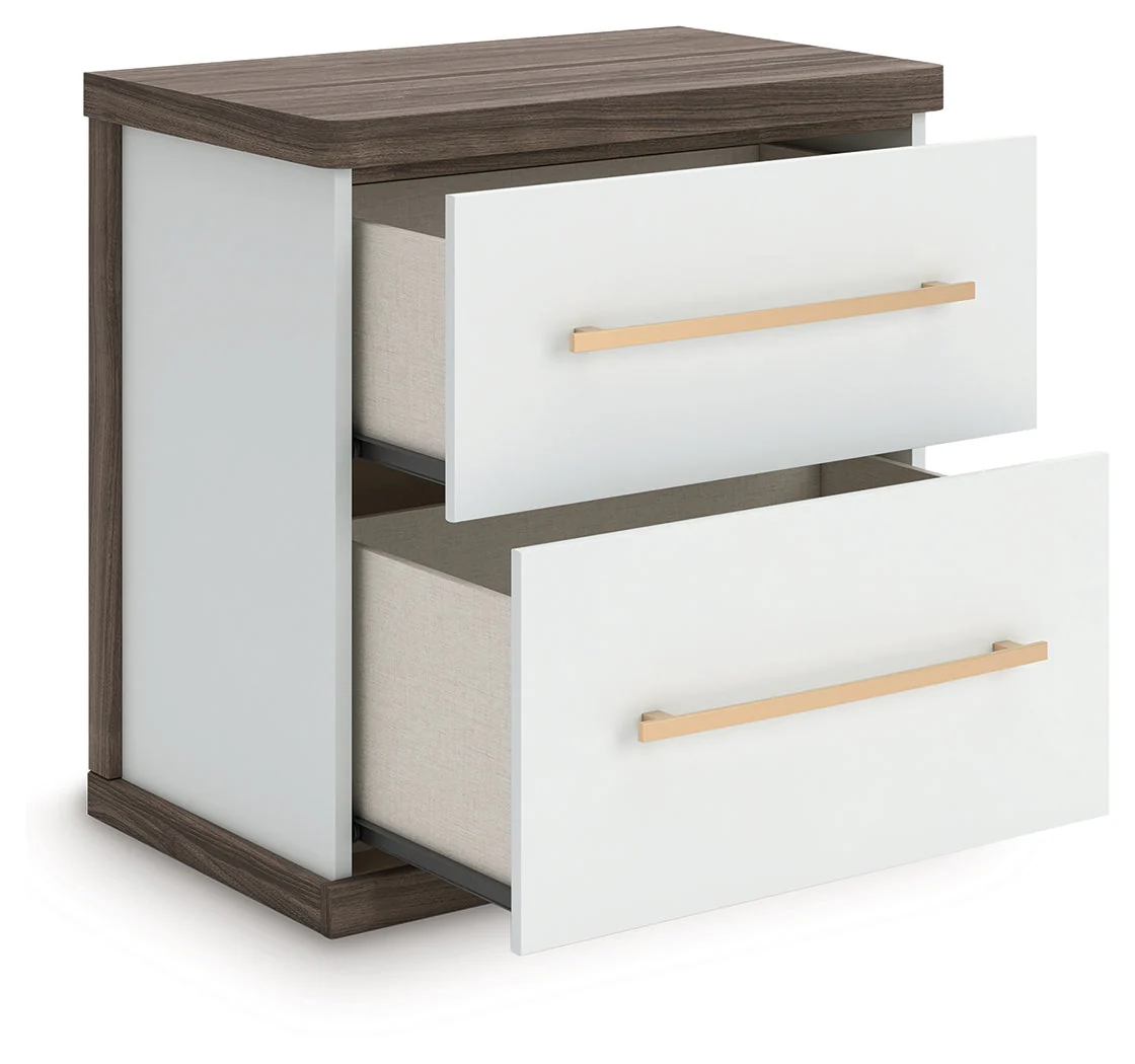 Kendanport White/Brown Queen Upholstered Bed, Dresser and Nightstand - Image 19