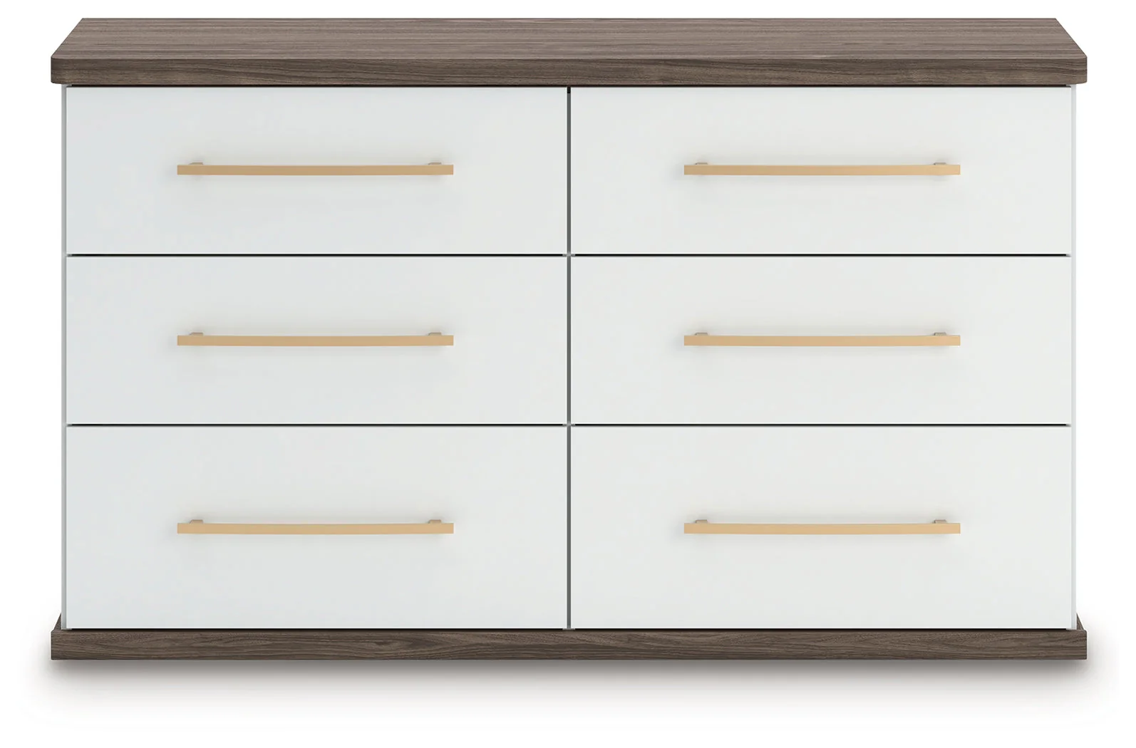 Kendanport White/Brown Queen Upholstered Bed, Dresser and Nightstand - Image 2
