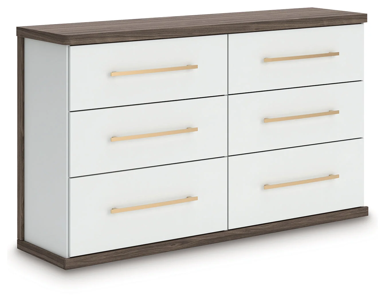 Kendanport White/Brown Queen Upholstered Bed, Dresser and Nightstand - Image 3