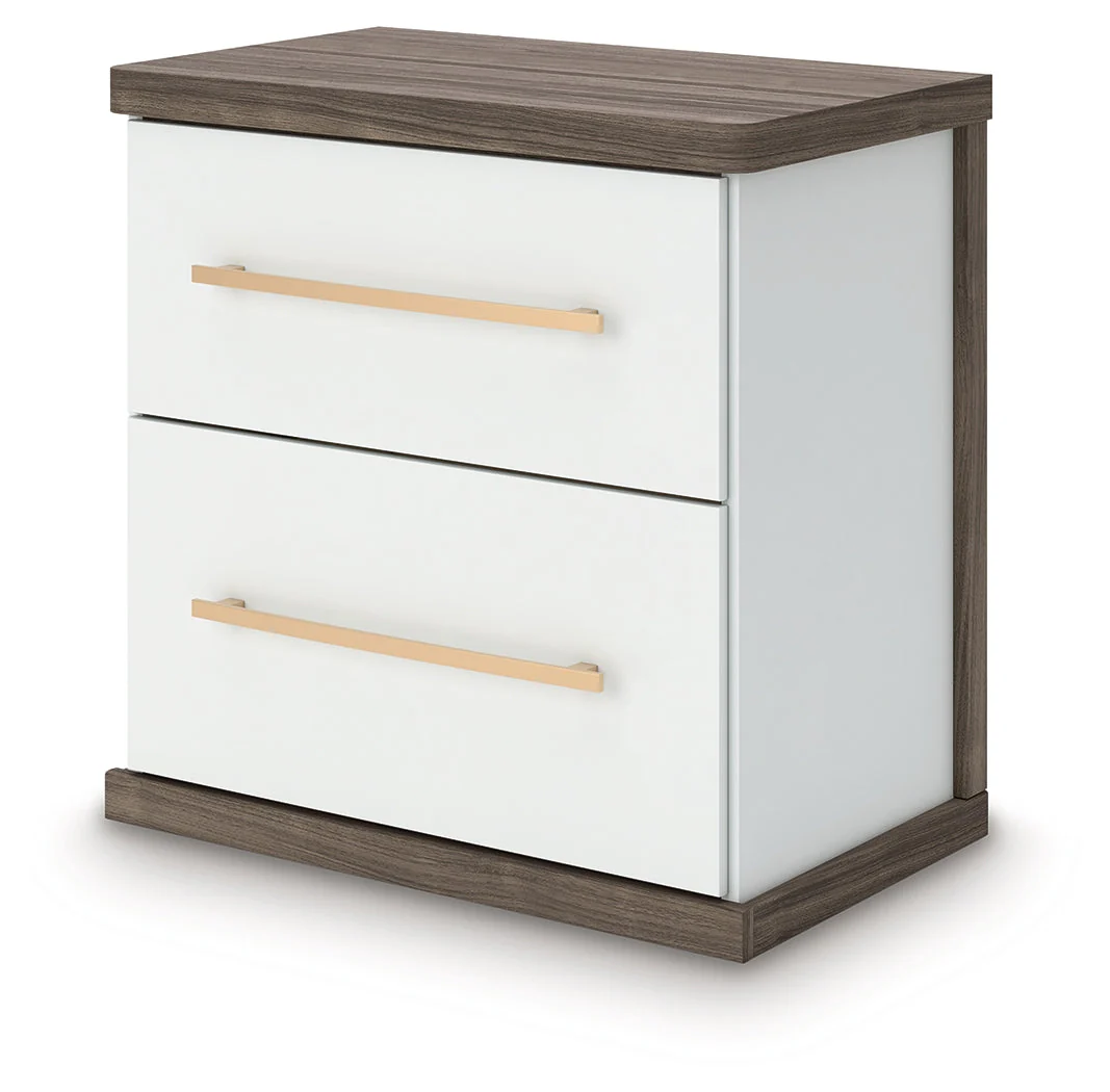 Kendanport White/Brown Queen Upholstered Bed, Dresser, Mirror and Nightstand - Image 23