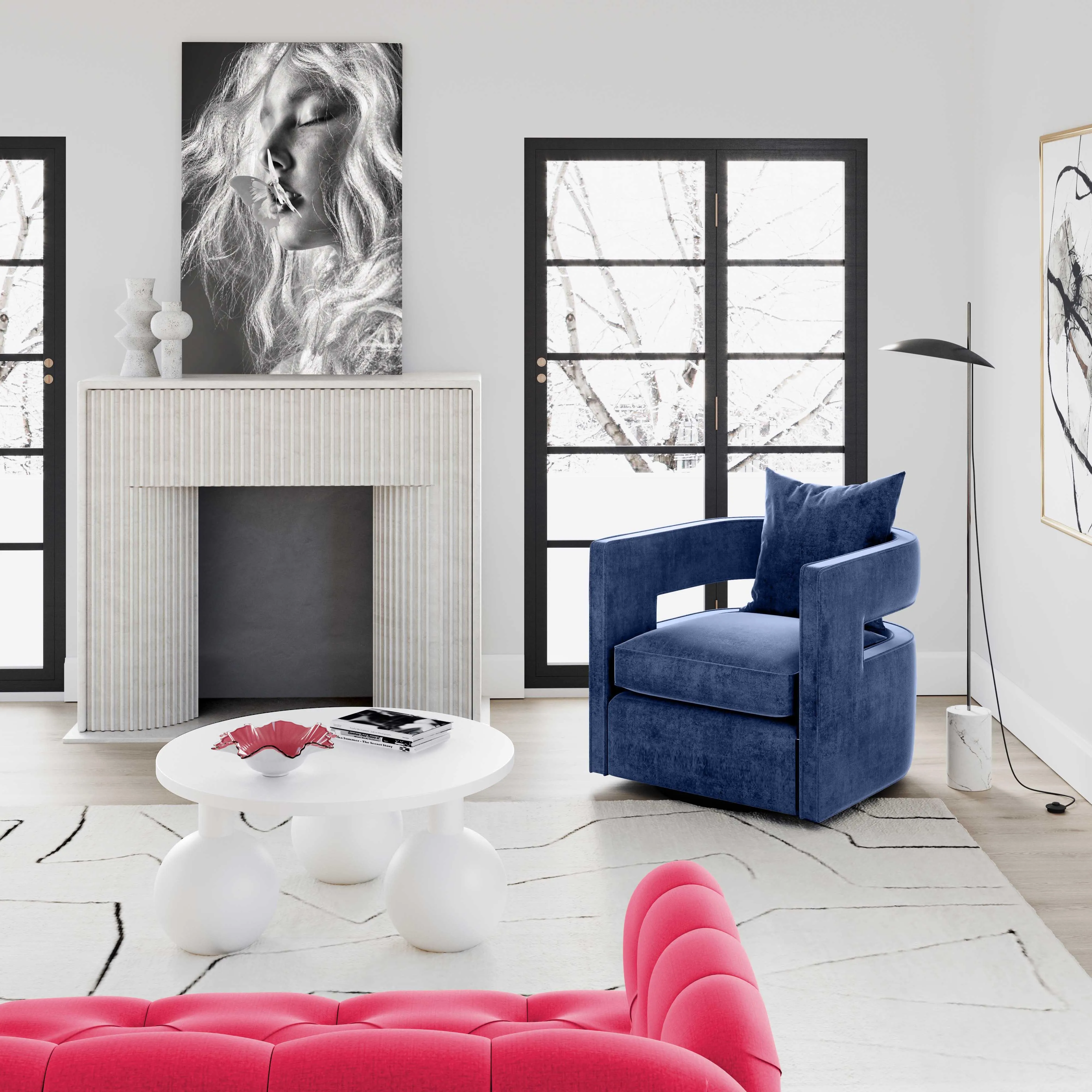 Kennedy Velvet Swivel Accent Chair - Image 2