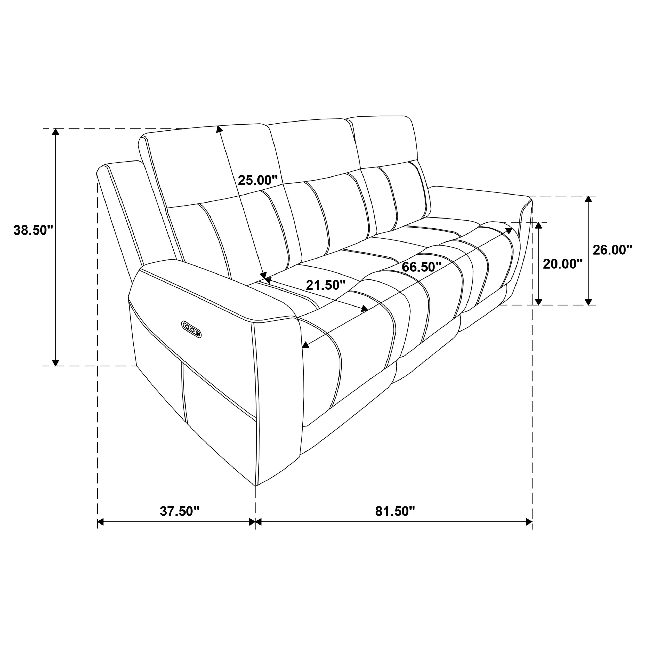 Kennett Dark Grey Chenille Upholstered Power Reclining Sofa - Image 11