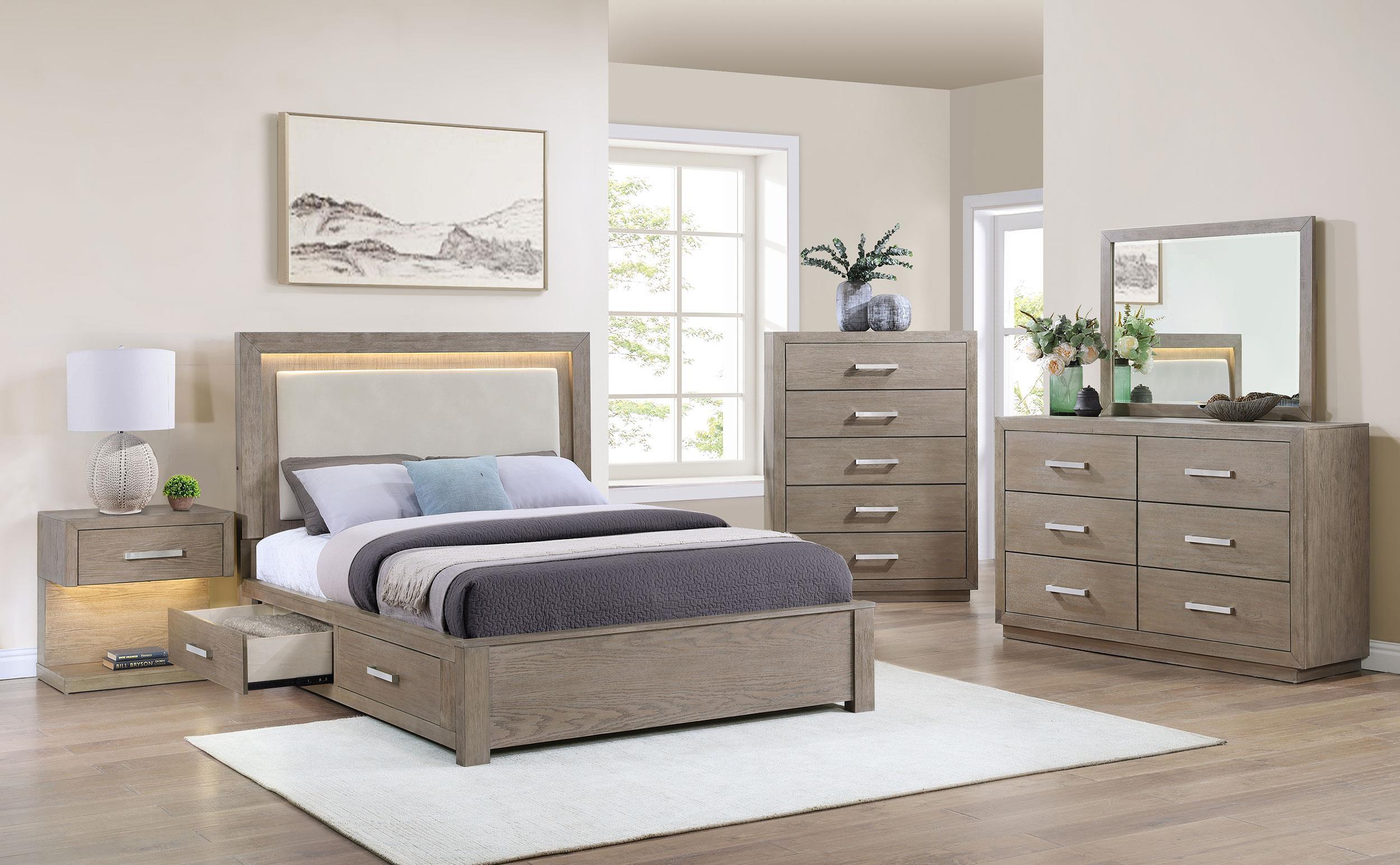 Kenora 56-inch California King LED Storage Bed Barley Brown - Image 13
