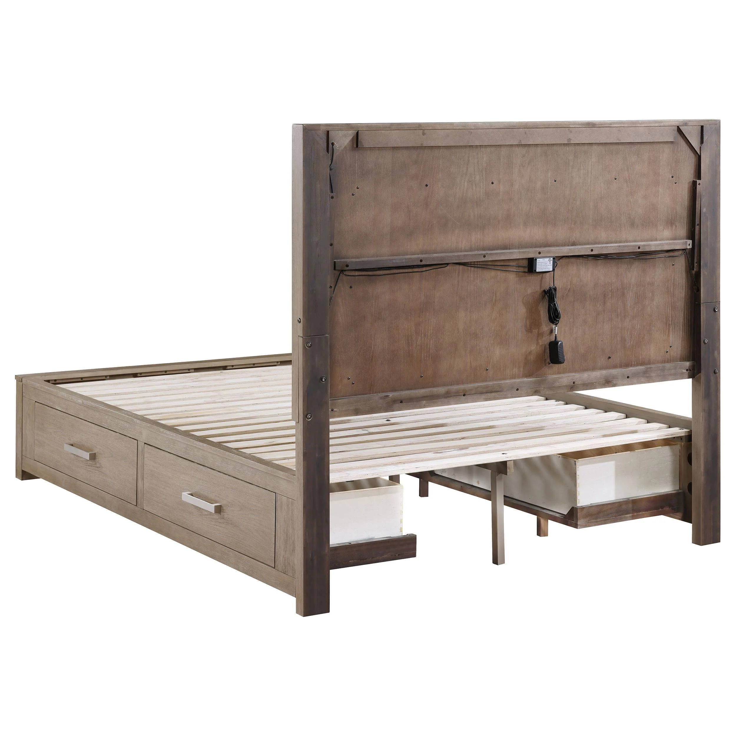Kenora Barley Brown 56-inch Eastern King LED Storage Bed - Image 9