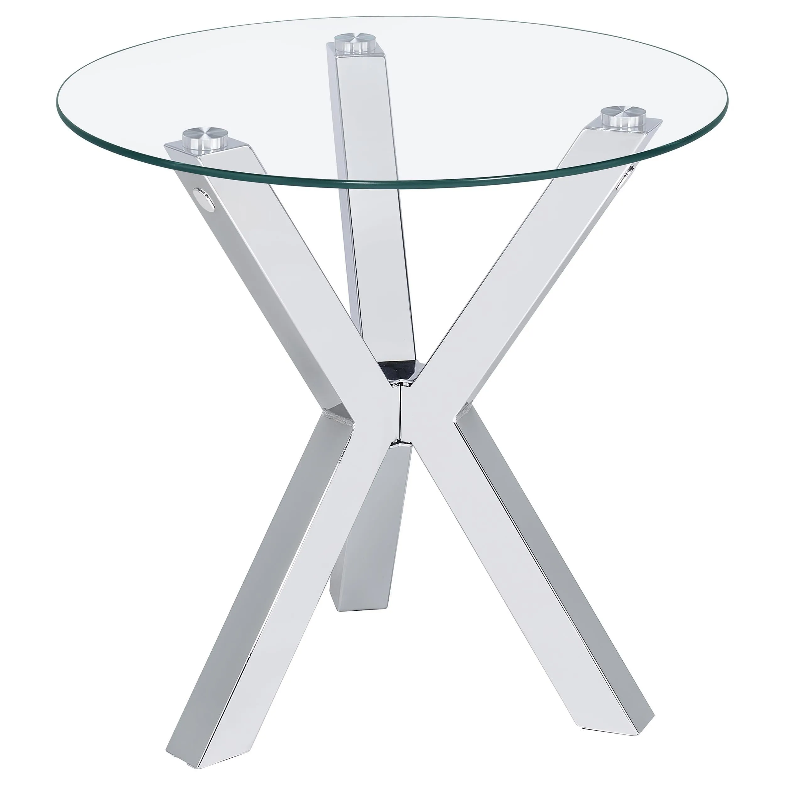 Kenzie Chrome 2-Piece Round Coffee and End Table Set - Image 3