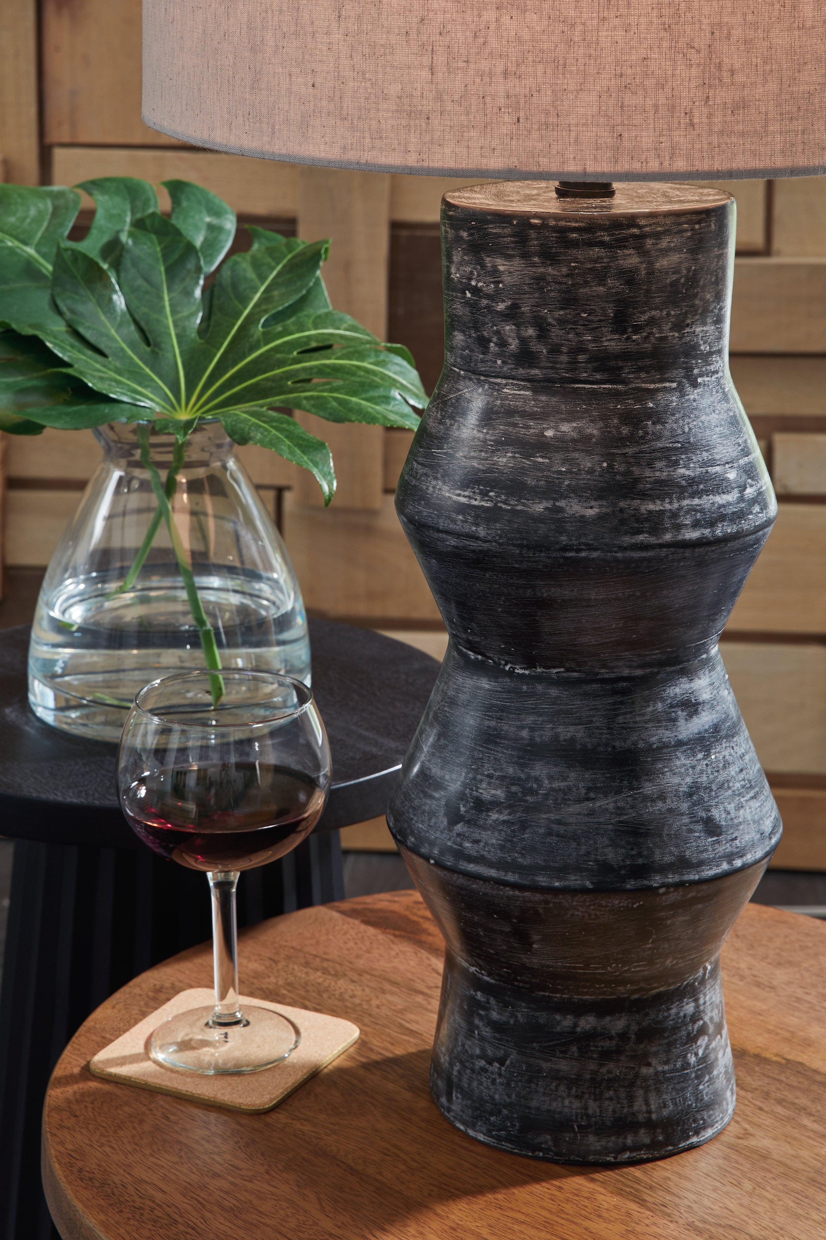 Kerbert Distressed Black Table Lamp - Image 3