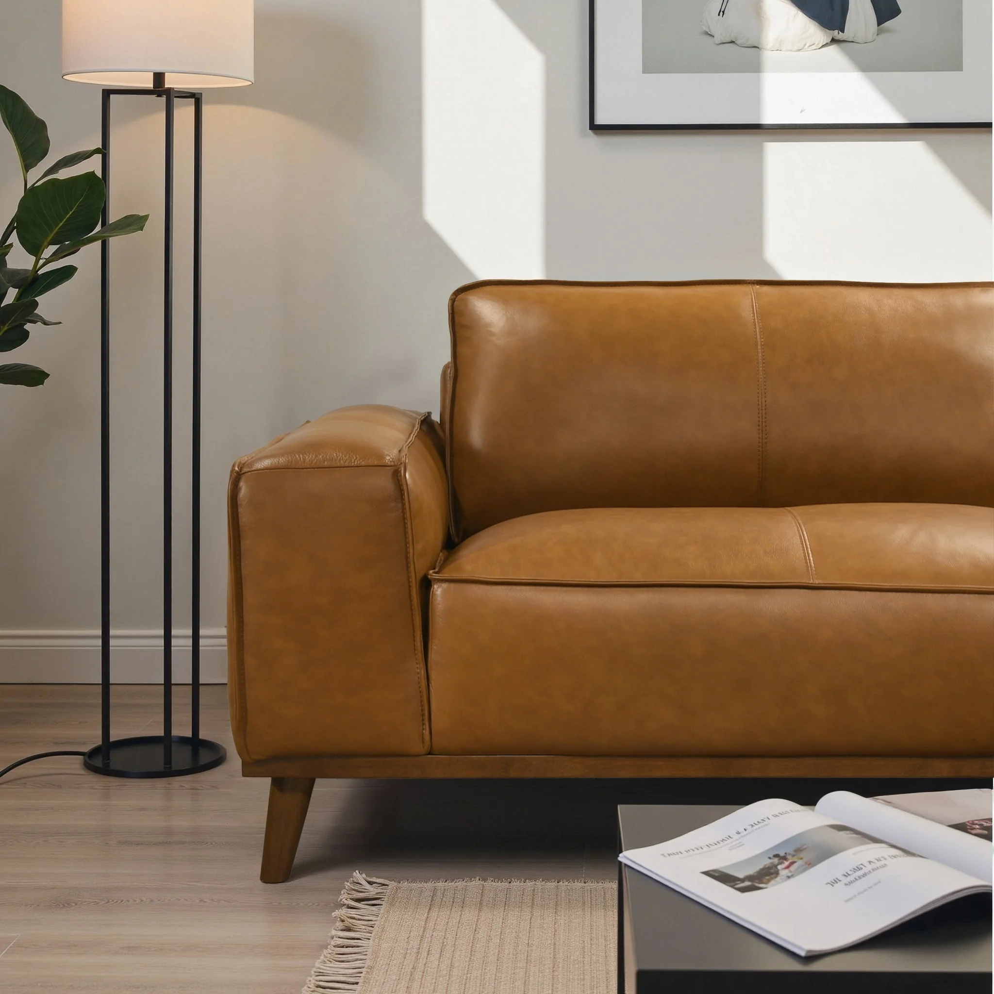 Kerrville Tan Leather Right Sectional Sofa - Image 4