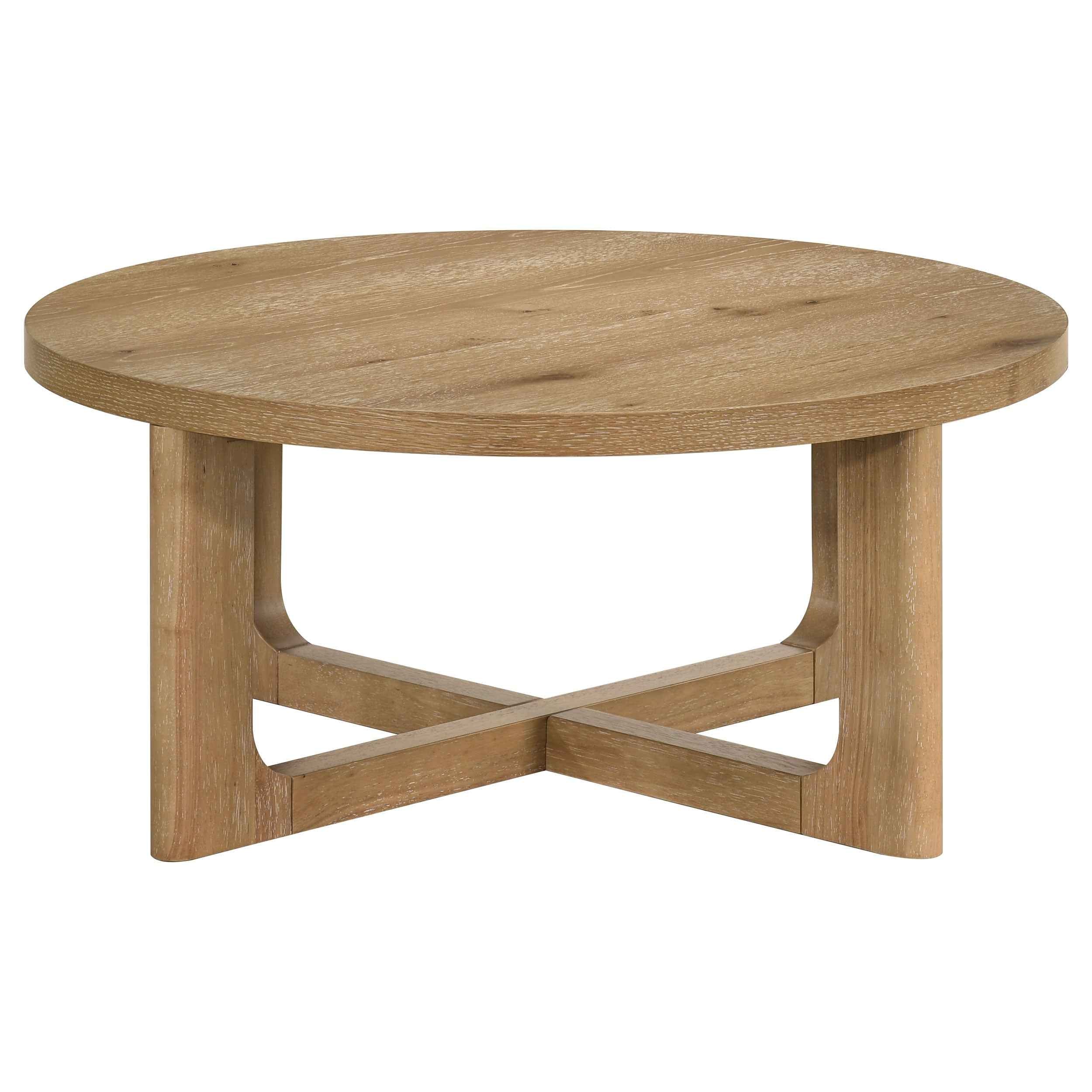 Kessler Light Oak 2-piece Round Sculptural Wood Coffee Table Set - Image 8