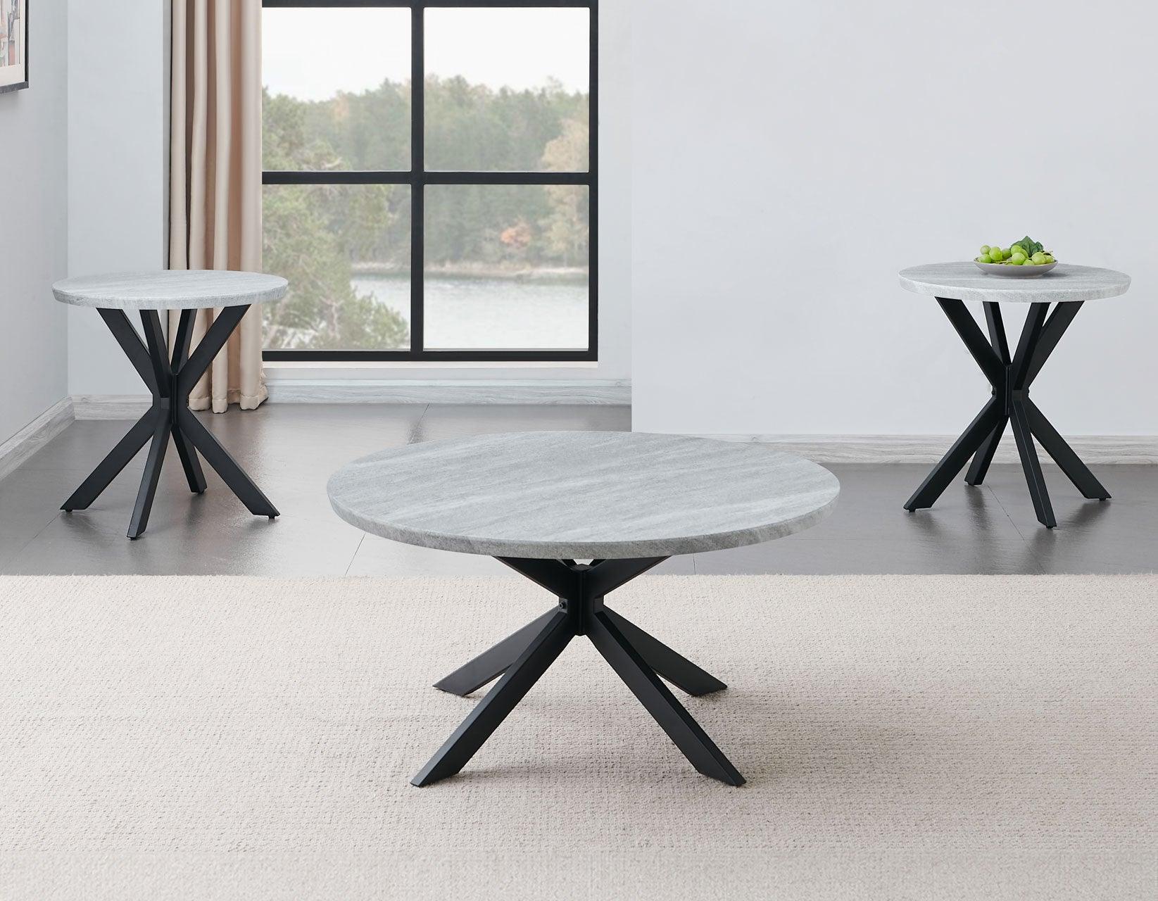 Keyla Faux-Marble Round End Table - Image 5