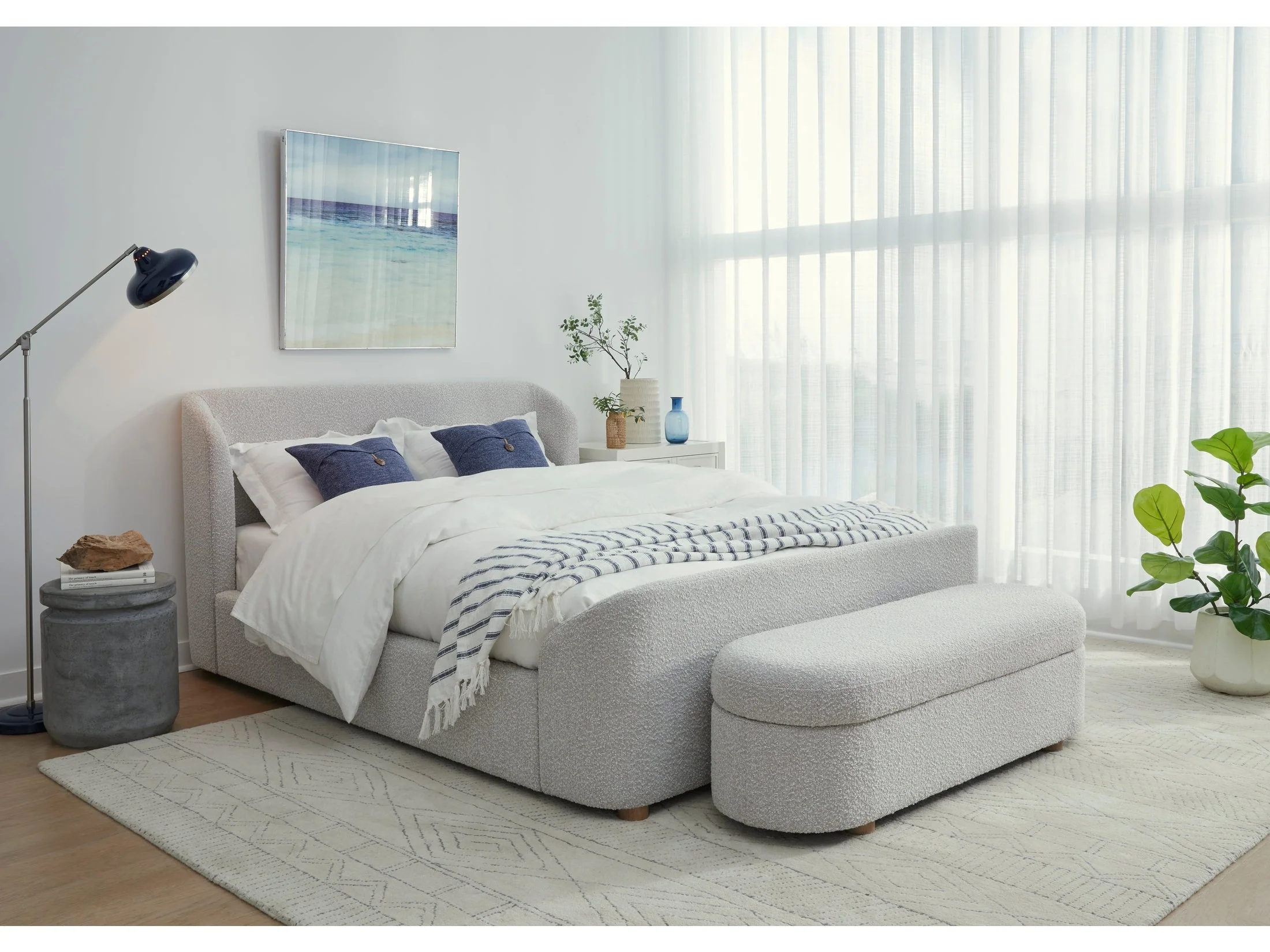 Kiki Upholstered Queen Platform Bed in Cotton Ball Boucle