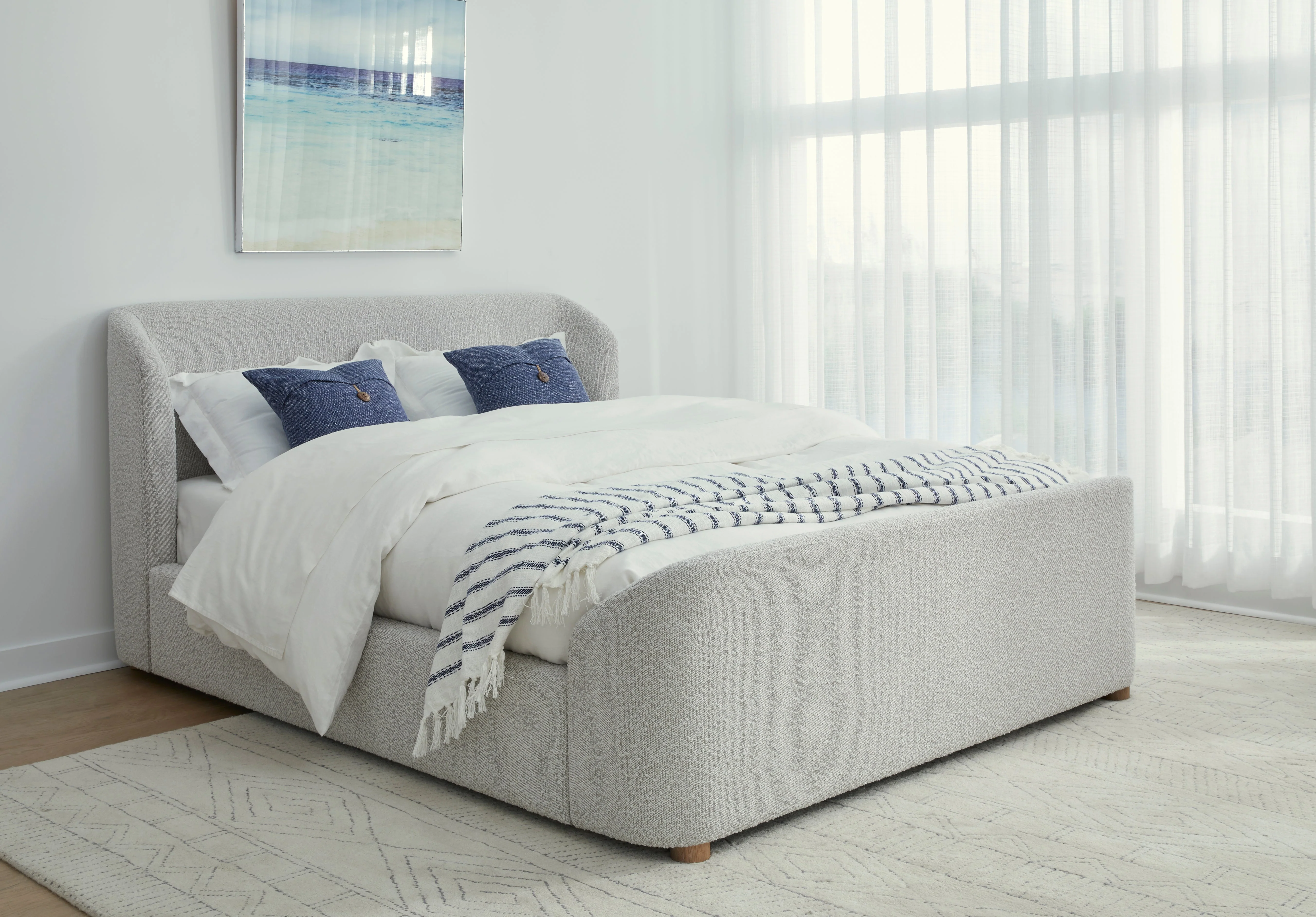 Kiki Upholstered Queen Platform Bed in Cotton Ball Boucle - Image 3