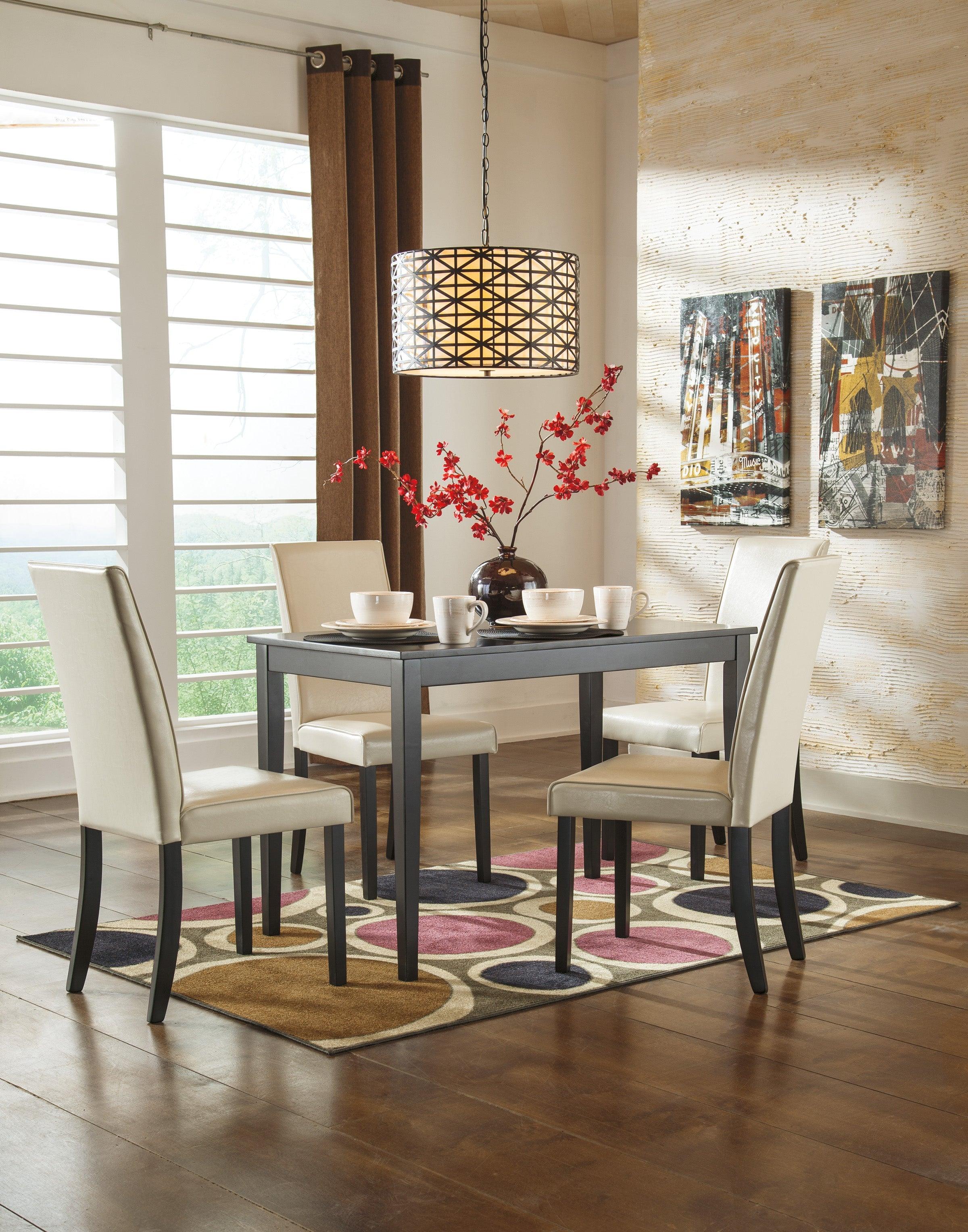 Kimonte Dark Brown/Ivory 5-Piece Rectangular Dining Set