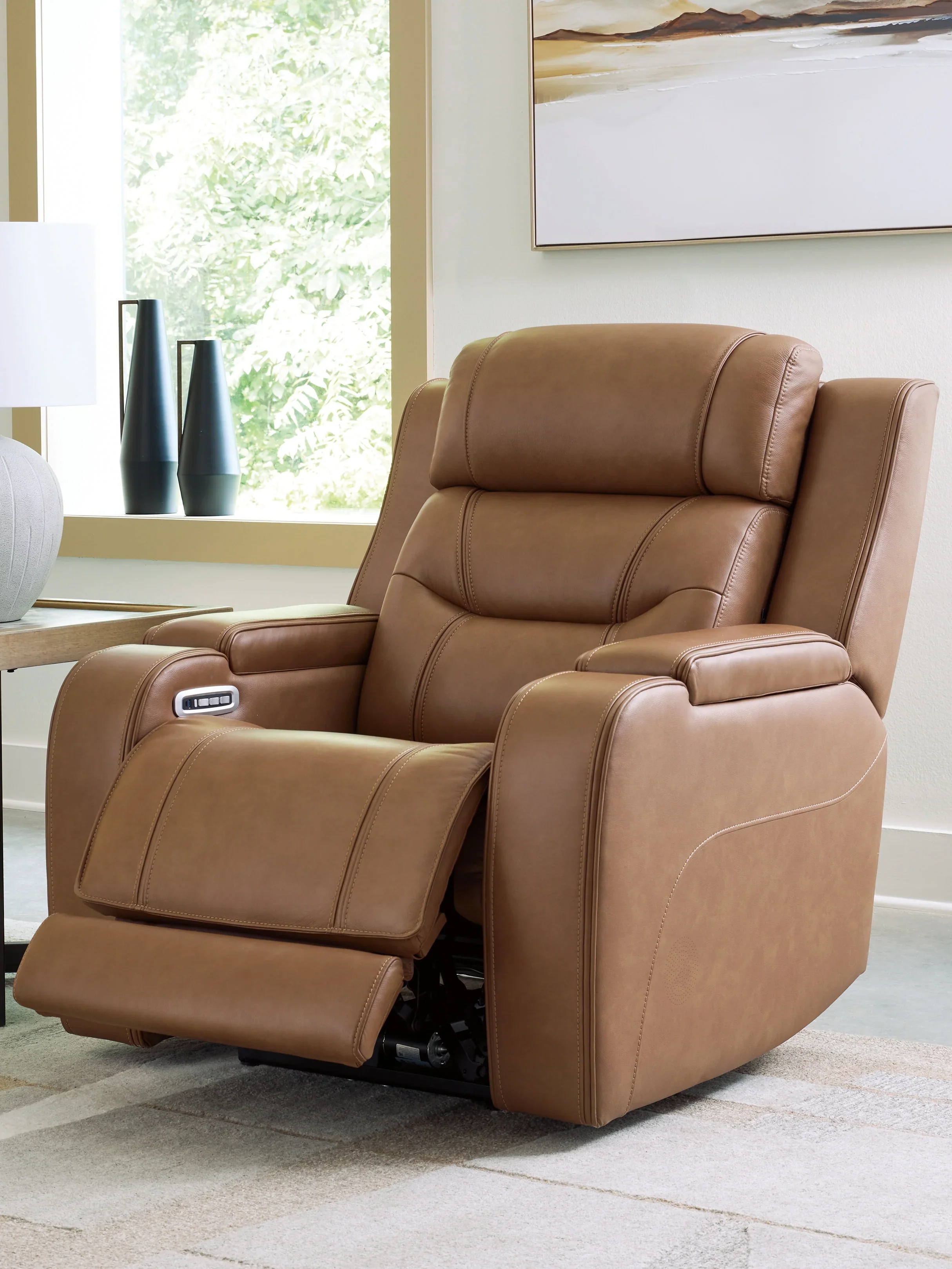 Knightington Caramel Power Recliner w/Audio Seating