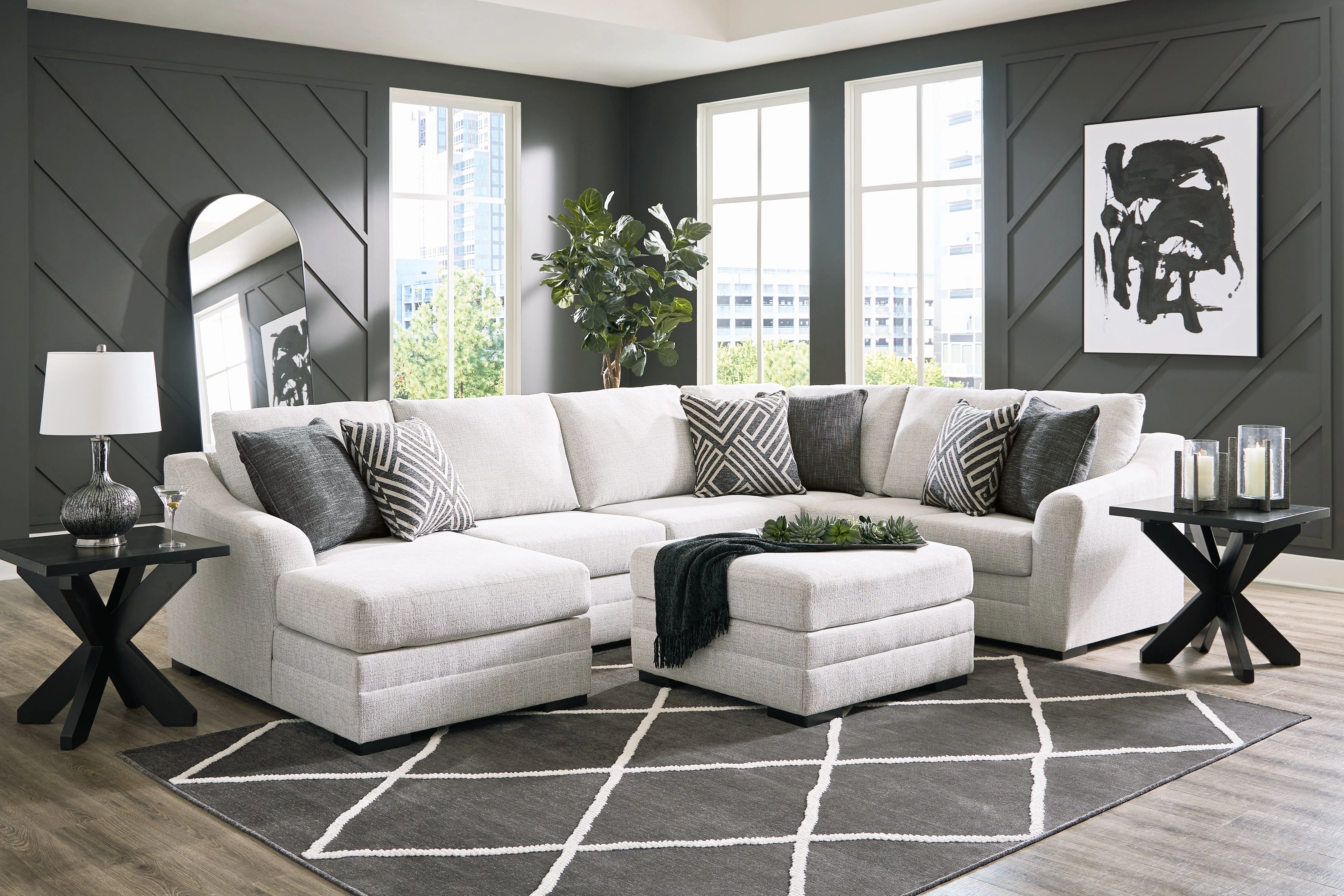 Koralynn Stone 3-Piece LAF Sectional with Ottoman - Image 2