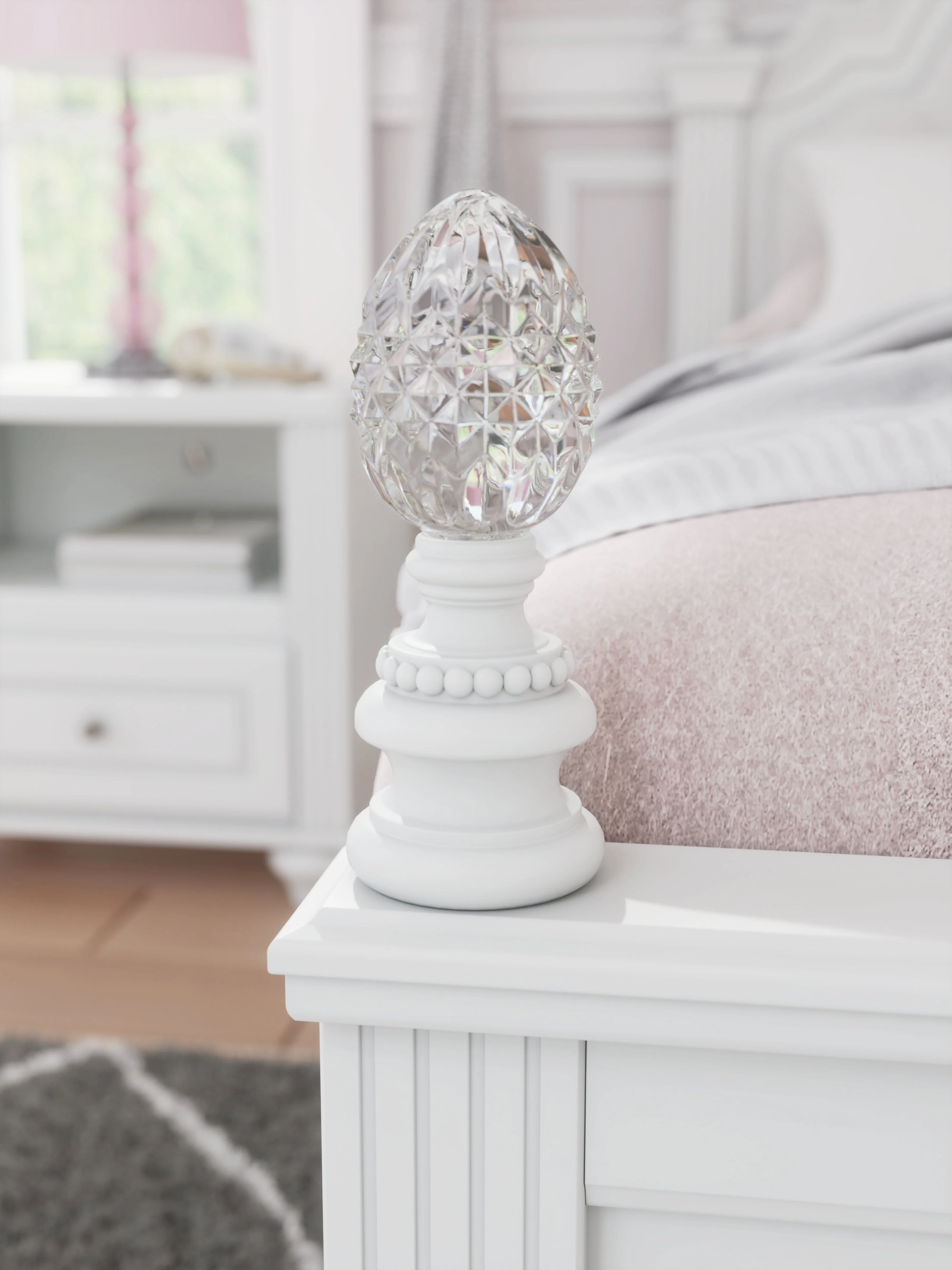 Kozlani White Full Upholstered Panel Bed, Dresser and Mirror - Image 12