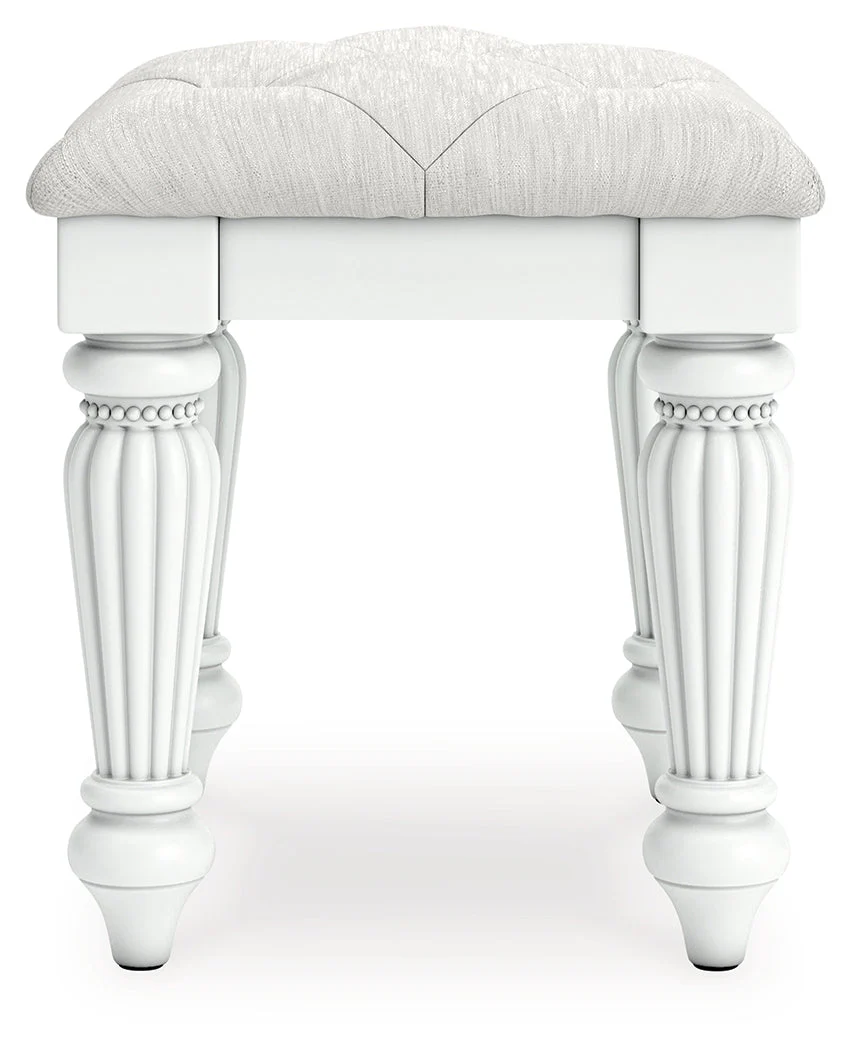 Kozlani White Vanity, Mirror and Stool - Image 4