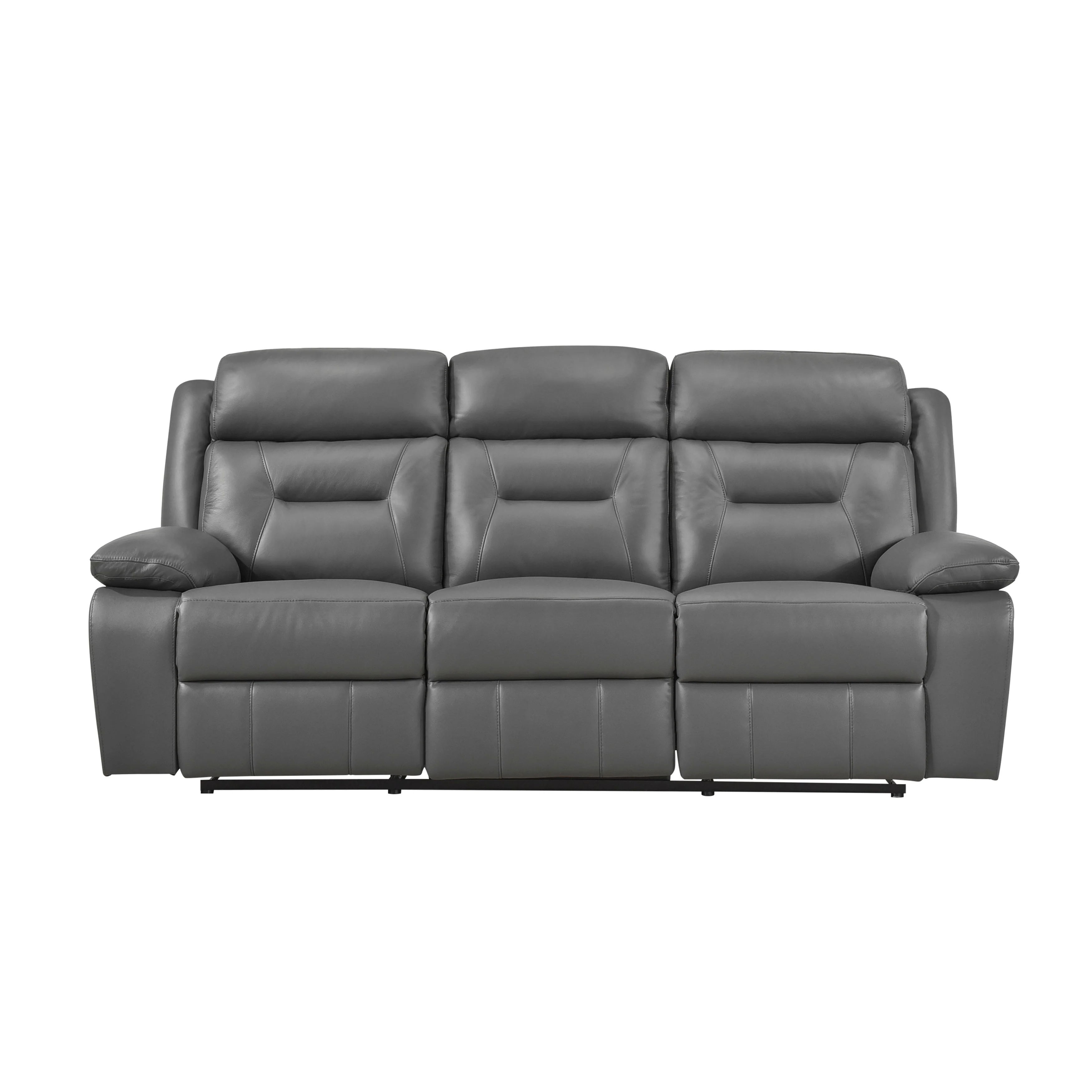 Laconia Dark Gray Leather Double Reclining Sofa