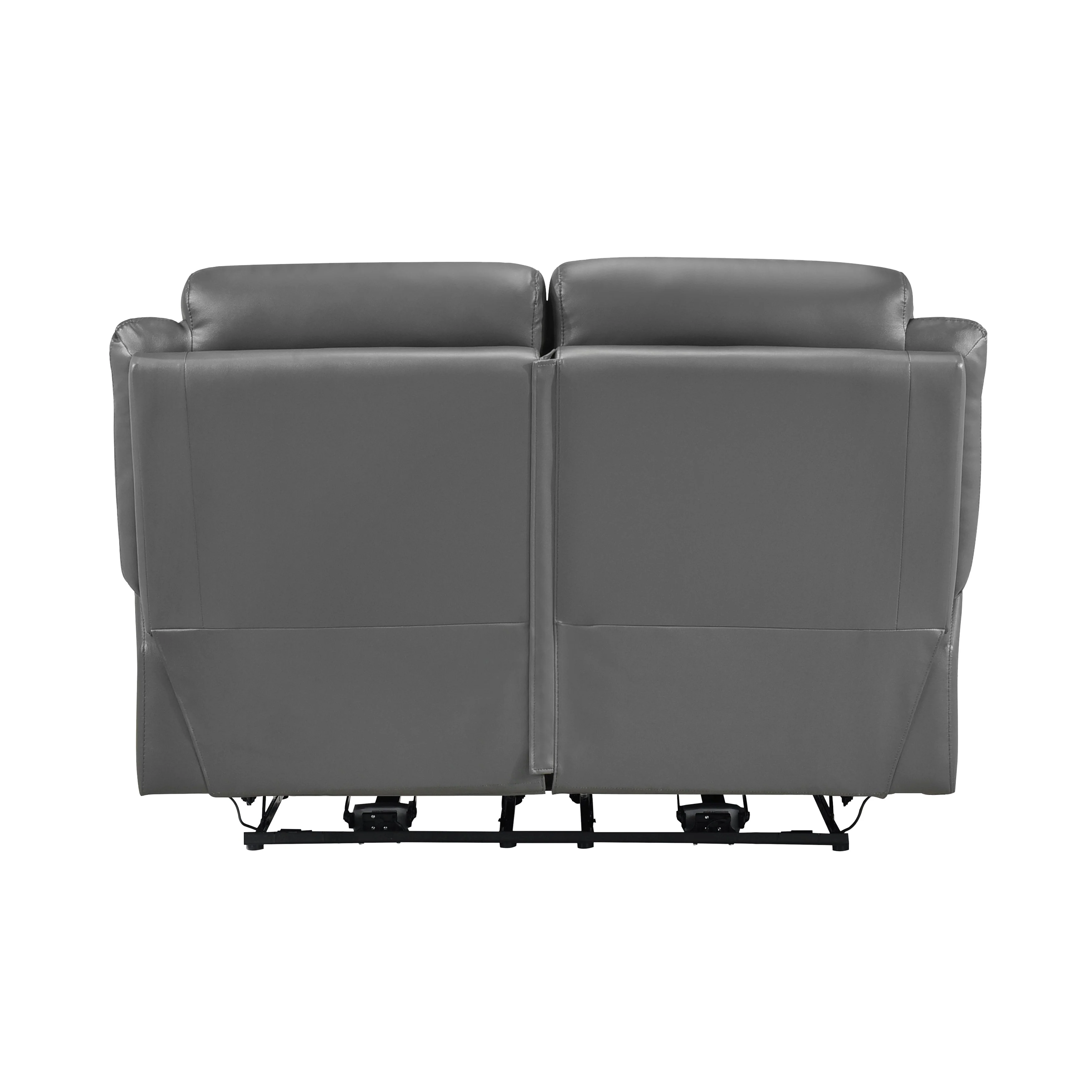 Laconia Dark Gray Leather Power Double Reclining Loveseat - Image 4