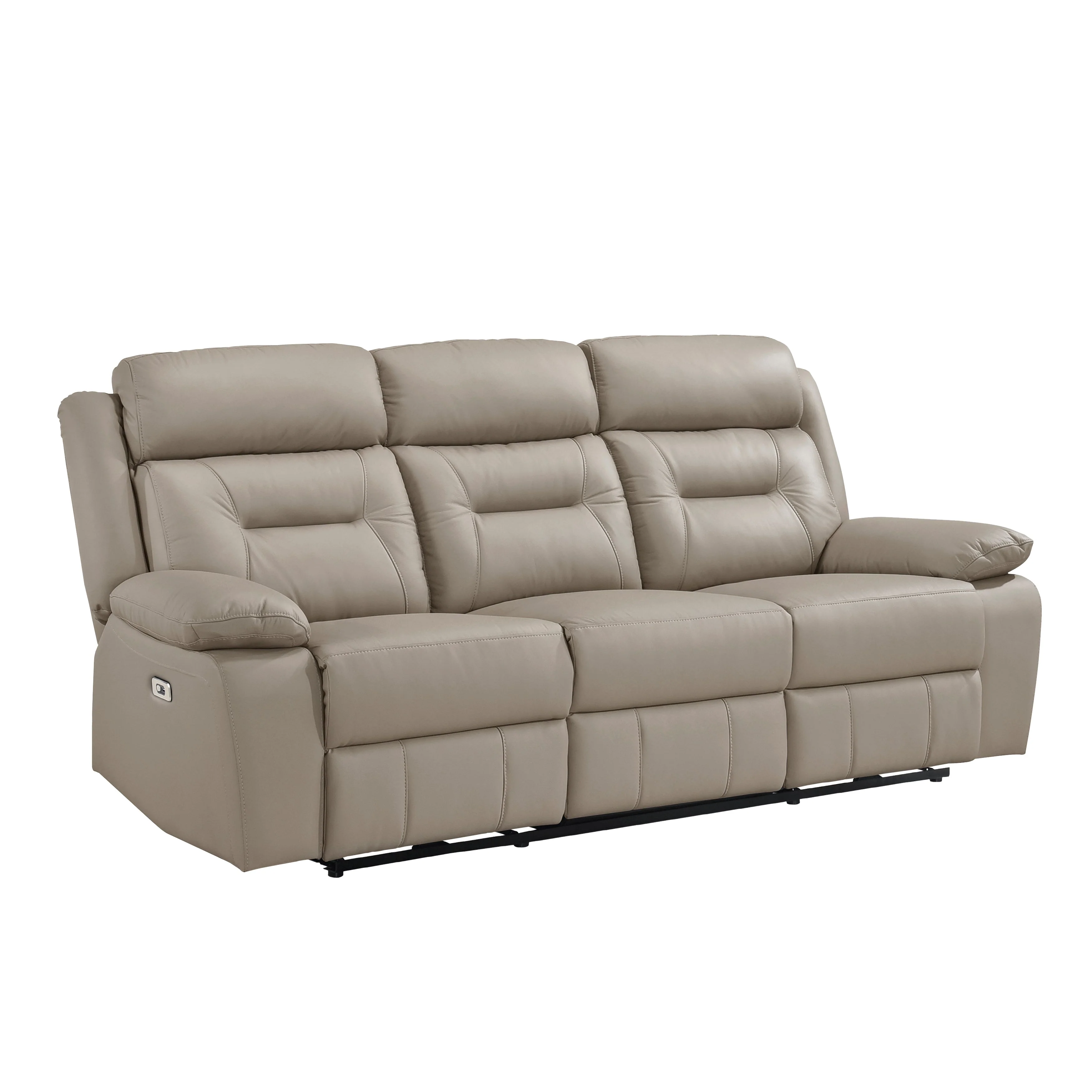 Laconia Latte Leather Power Double Reclining Living Room Set - Image 4
