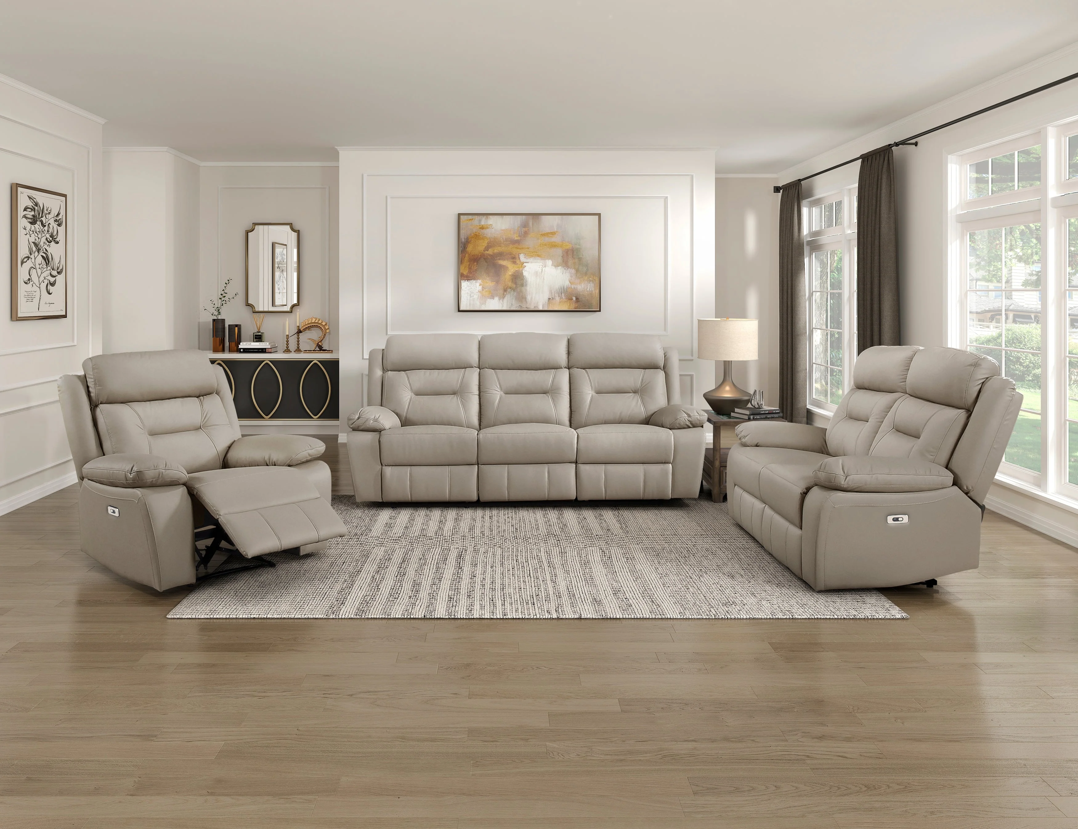 Laconia Latte Leather Power Double Reclining Loveseat - Image 7