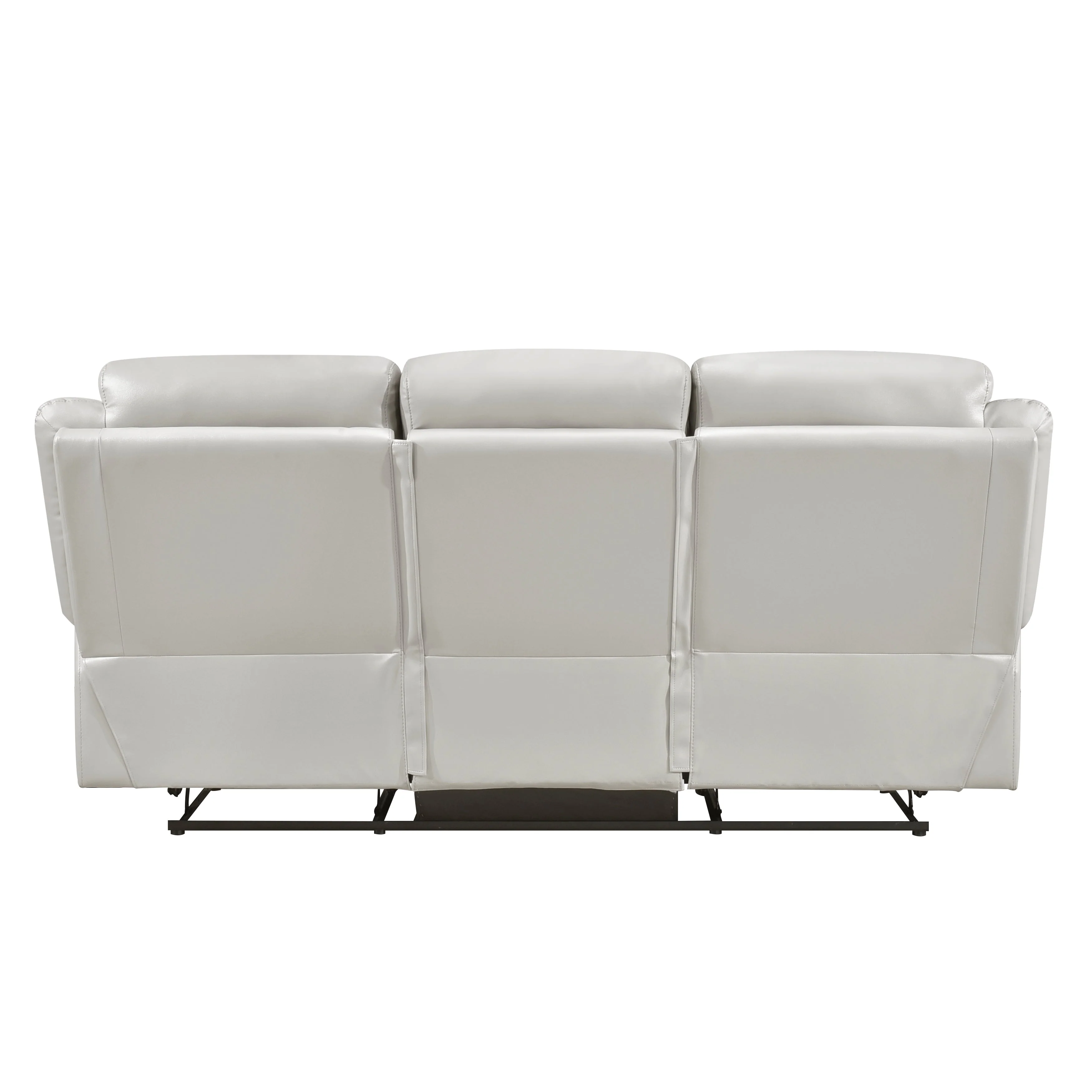 Laconia Silver Leather Double Reclining Sofa - Image 4