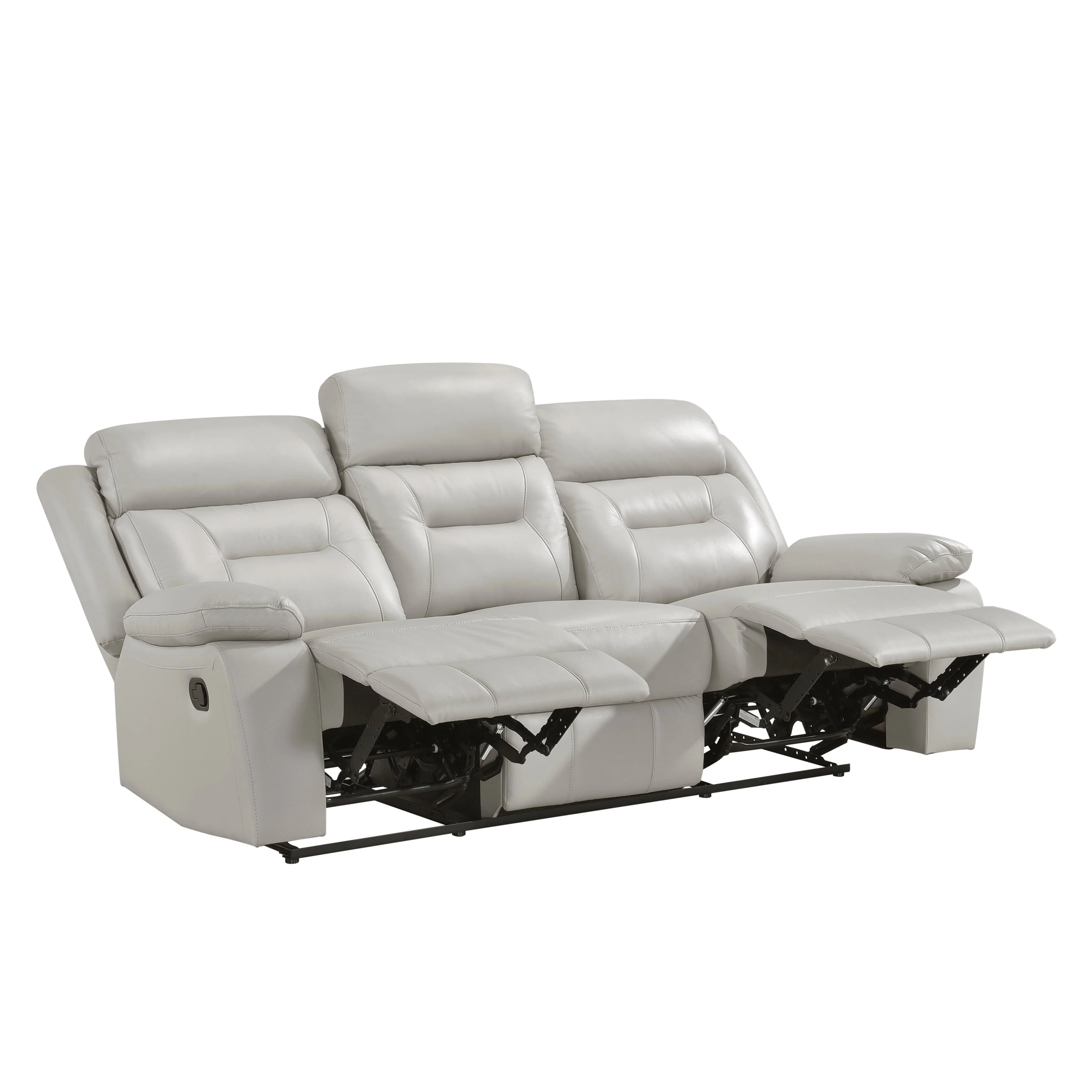 Laconia Silver Leather Double Reclining Sofa - Image 5