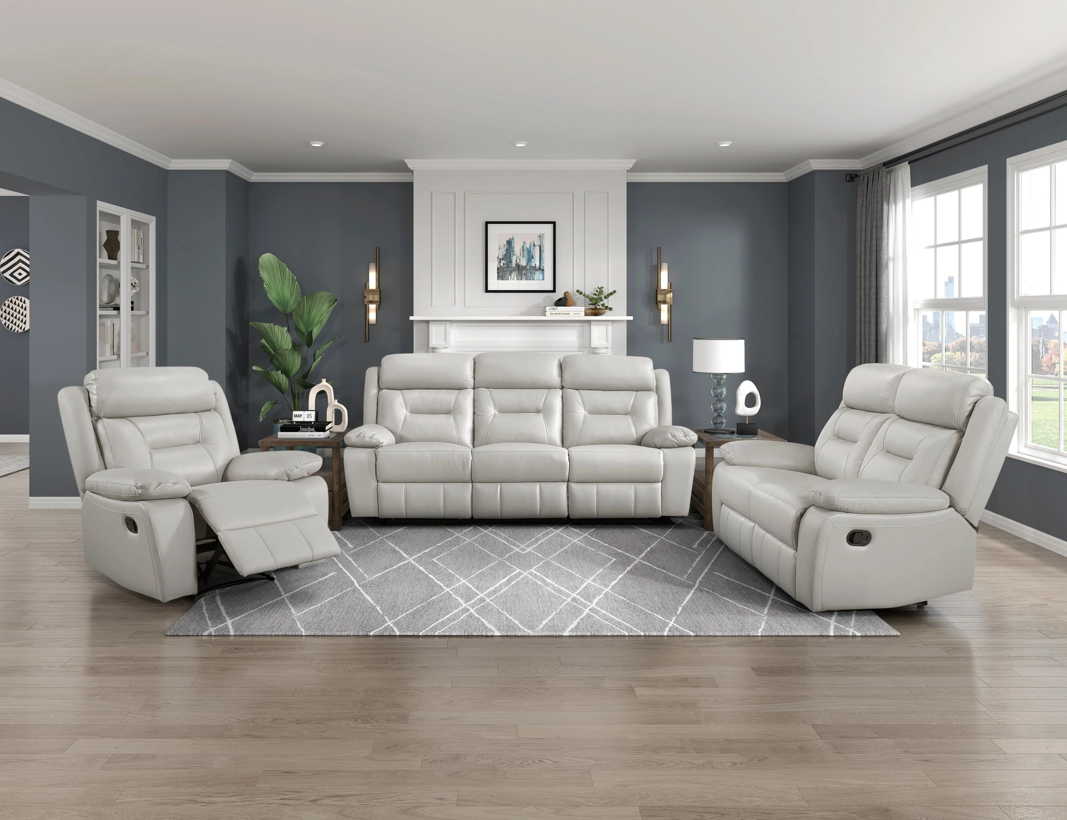 Laconia Silver Leather Reclining Chair - Image 2